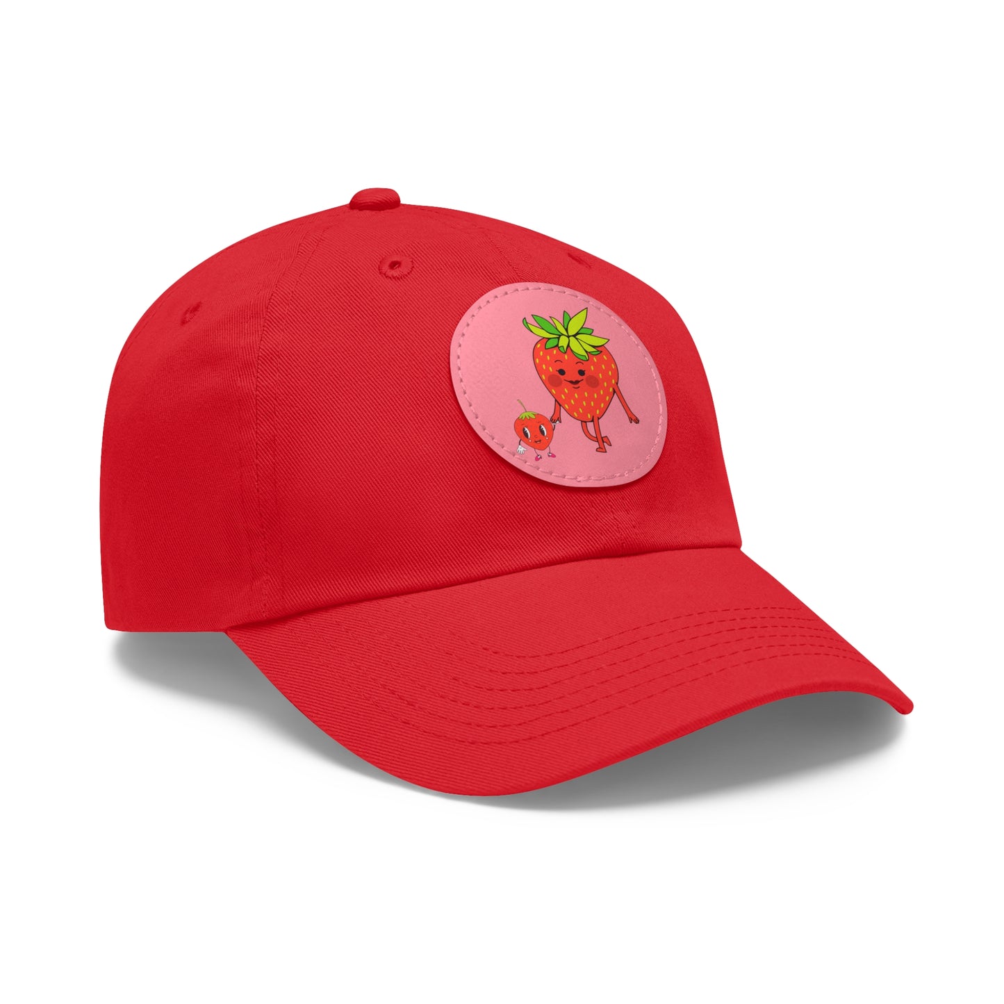 Strawberry Hat with Leather Patch (Round)