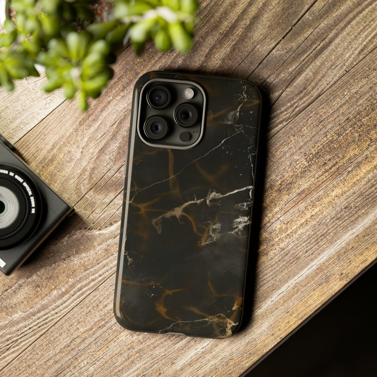 Black Gold Marble Phone Tough Cases