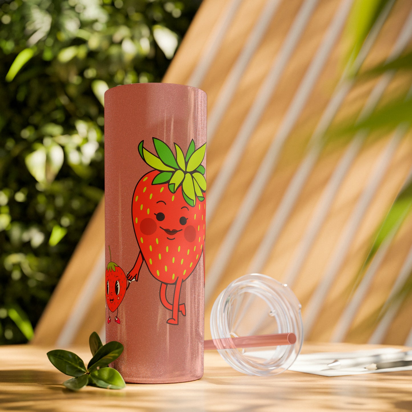 Strawberries Skinny Tumbler with Straw, 20oz