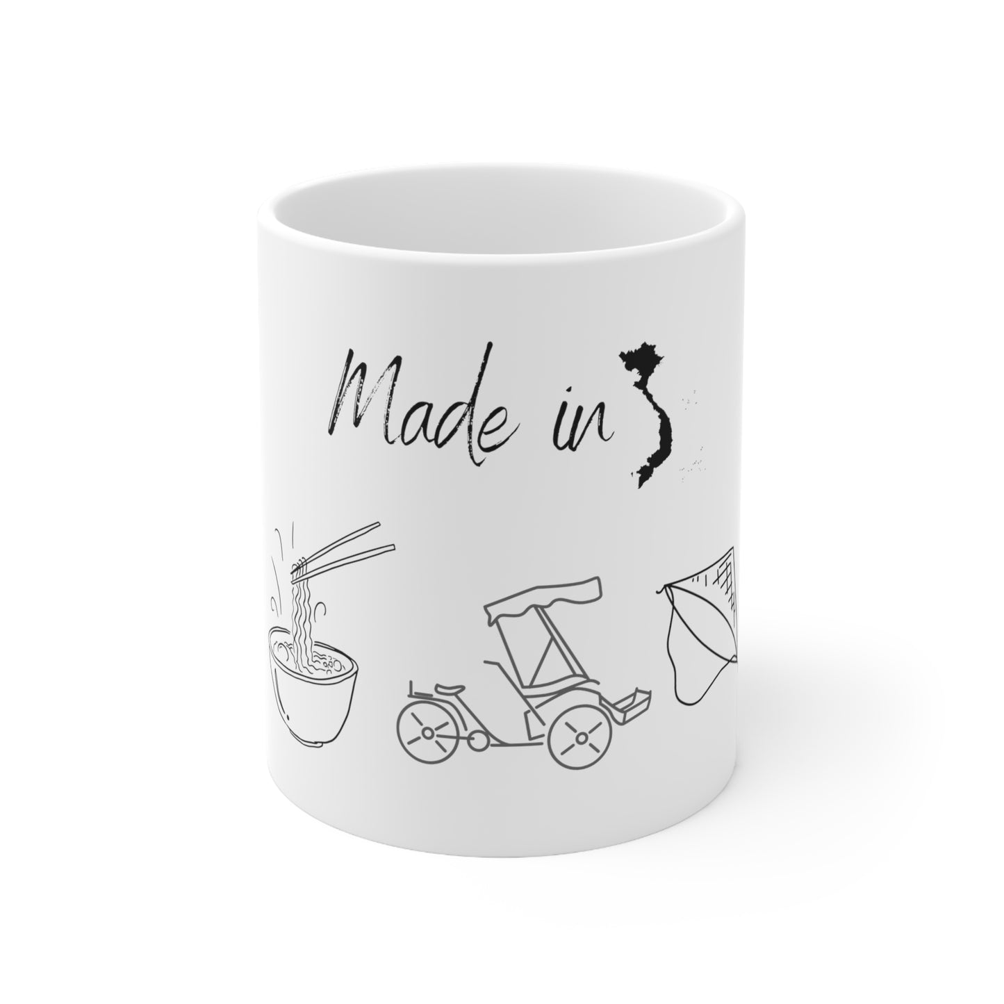 Ceramic Mug 11oz with Vietnam Inspired Design