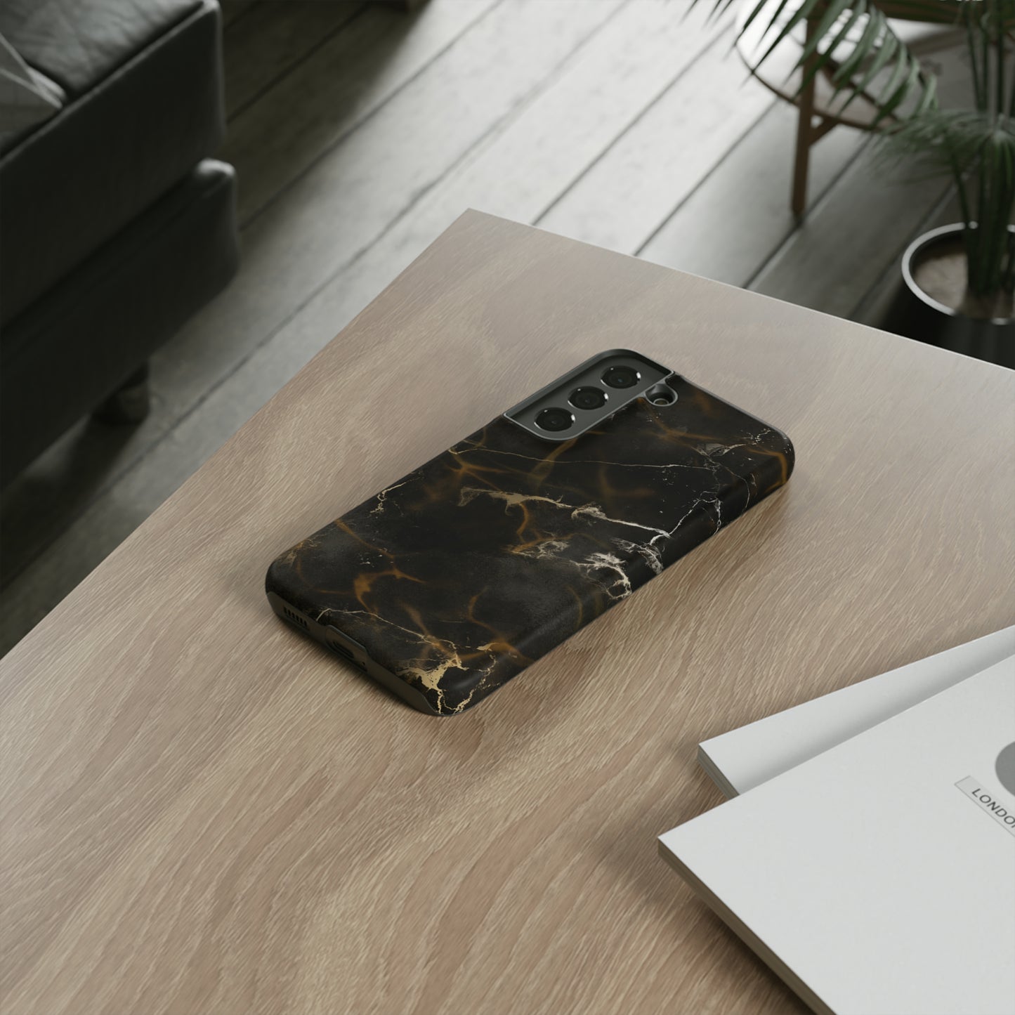 Black Gold Marble Phone Tough Cases