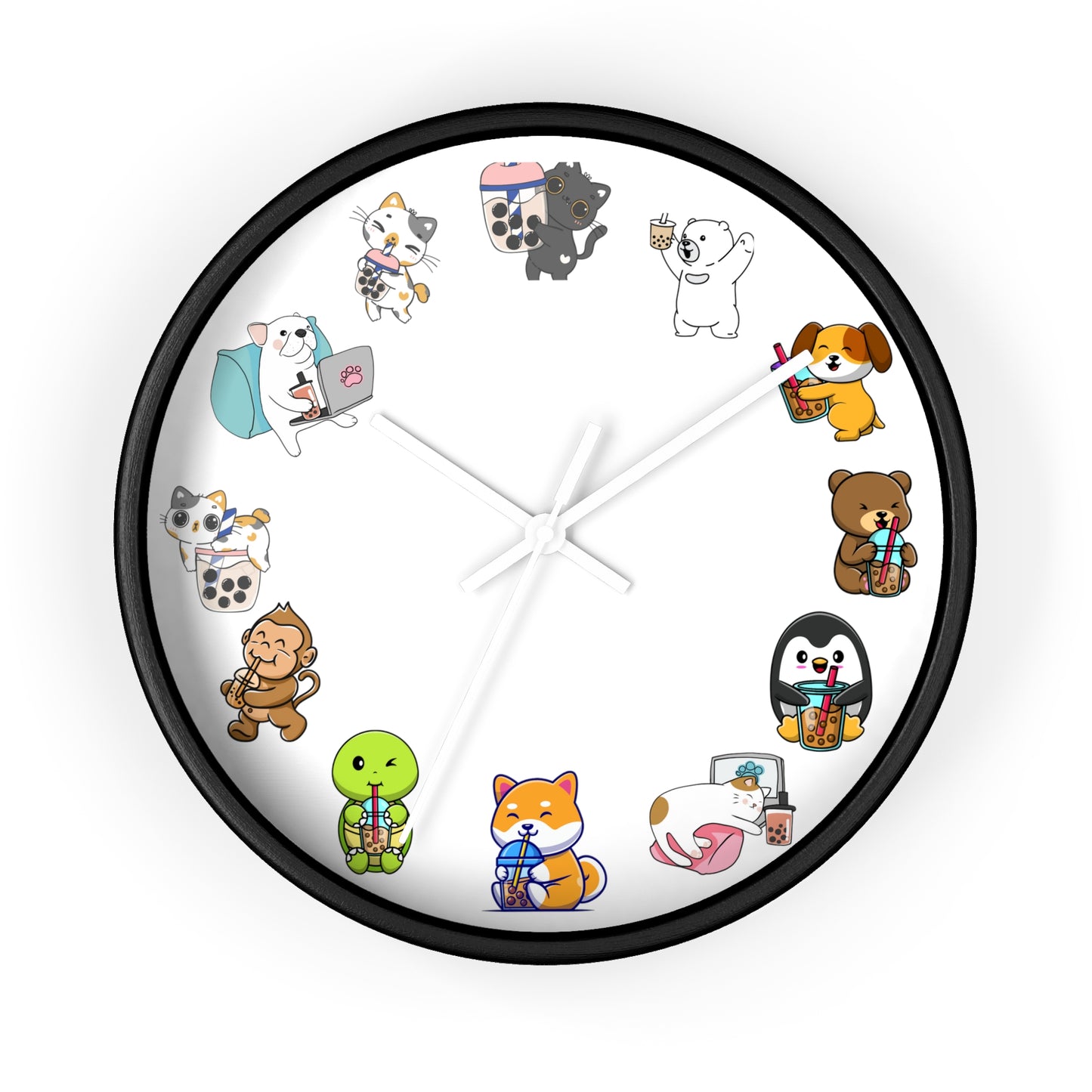 Wall Clock with Boba Tea Theme