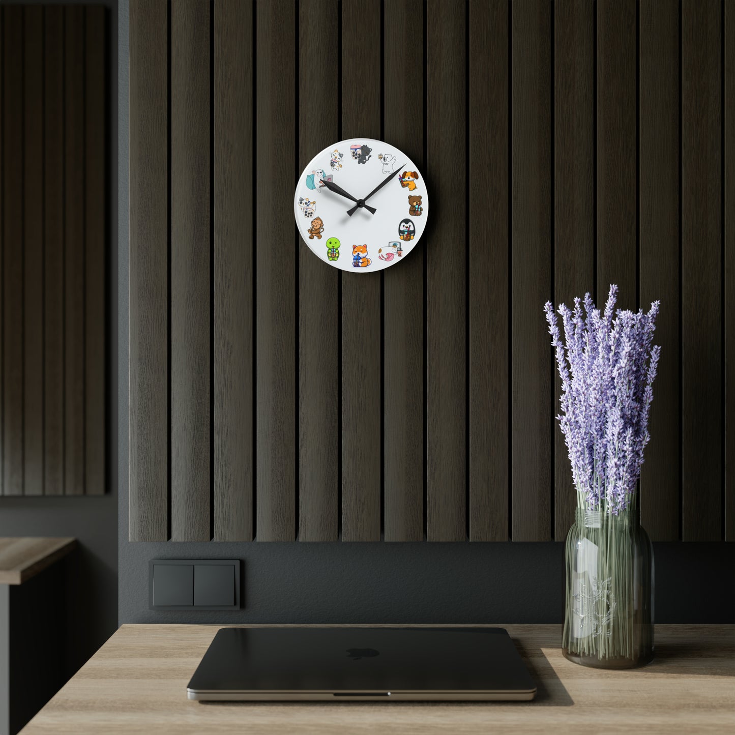 Acrylic Wall Clock with Boba Tea Theme