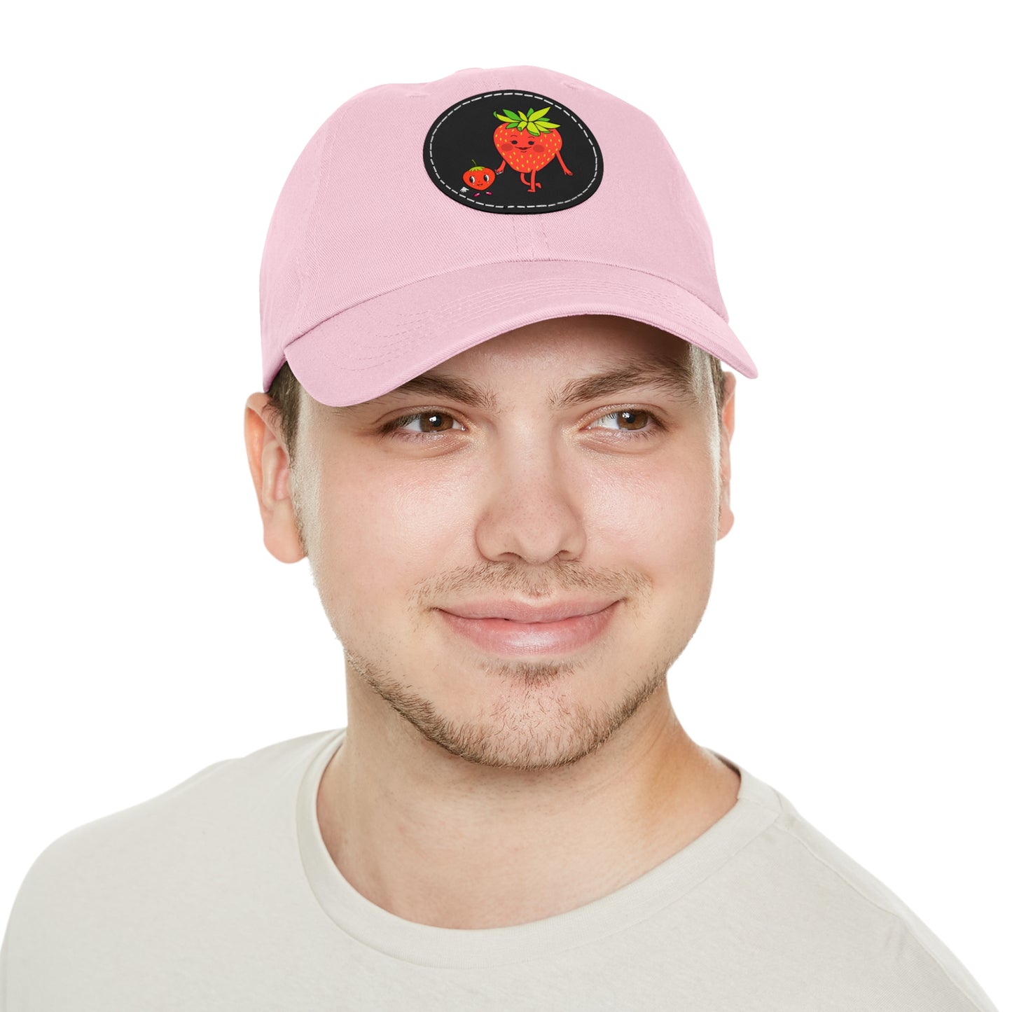 Strawberry Hat with Leather Patch (Round)