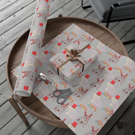 Christmas Bulldogs Gift Wrap Papers