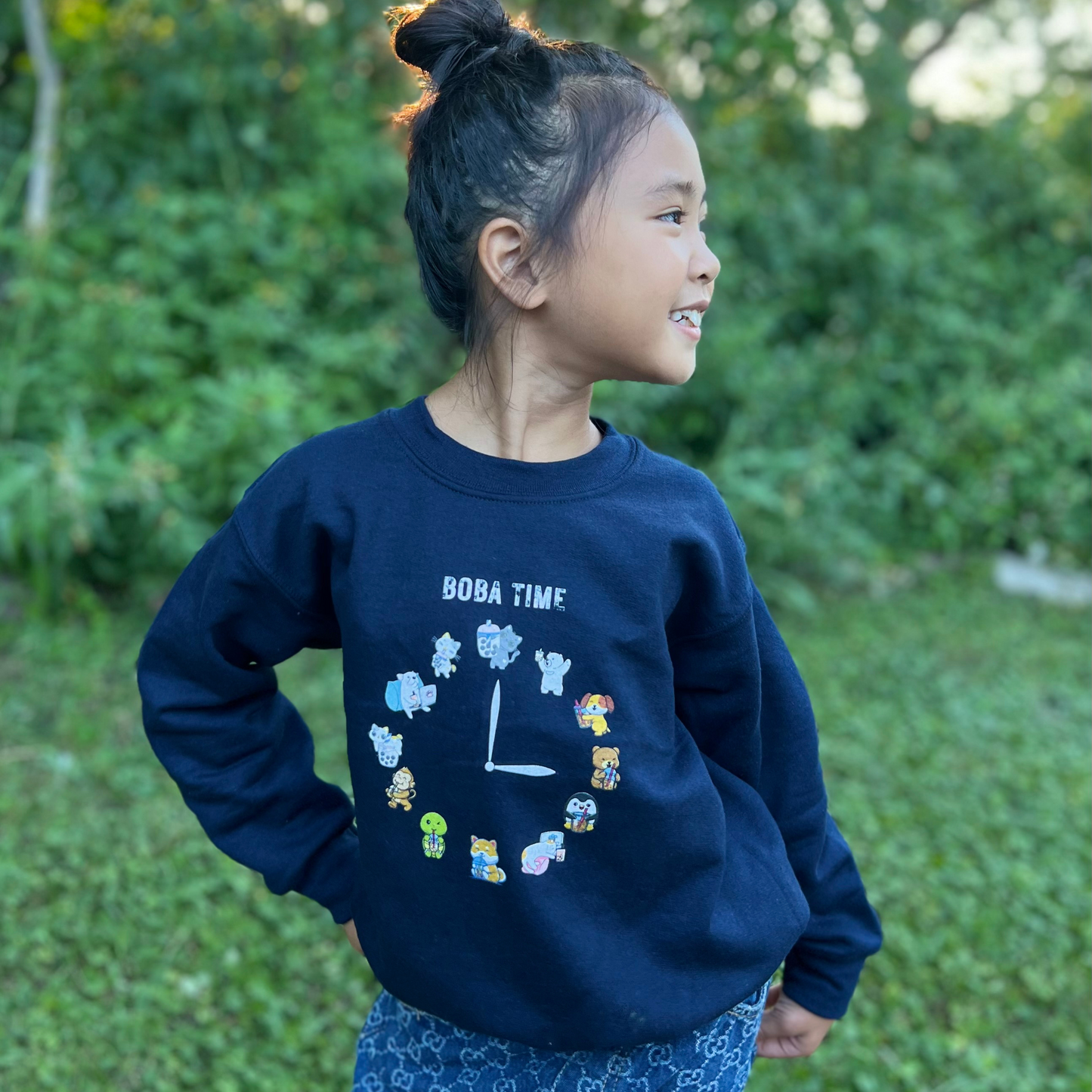 Youth Boba Clock Crewneck Sweatshirt