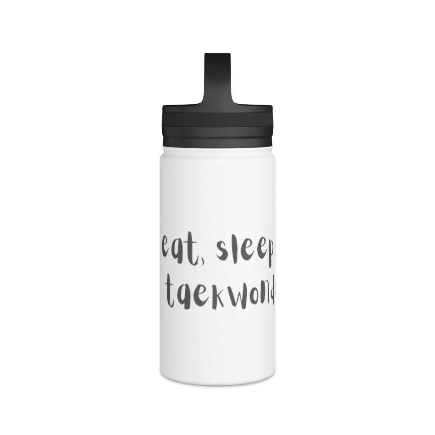 Stainless Steel Water Bottle, Handle Lid - Taekwondo Design