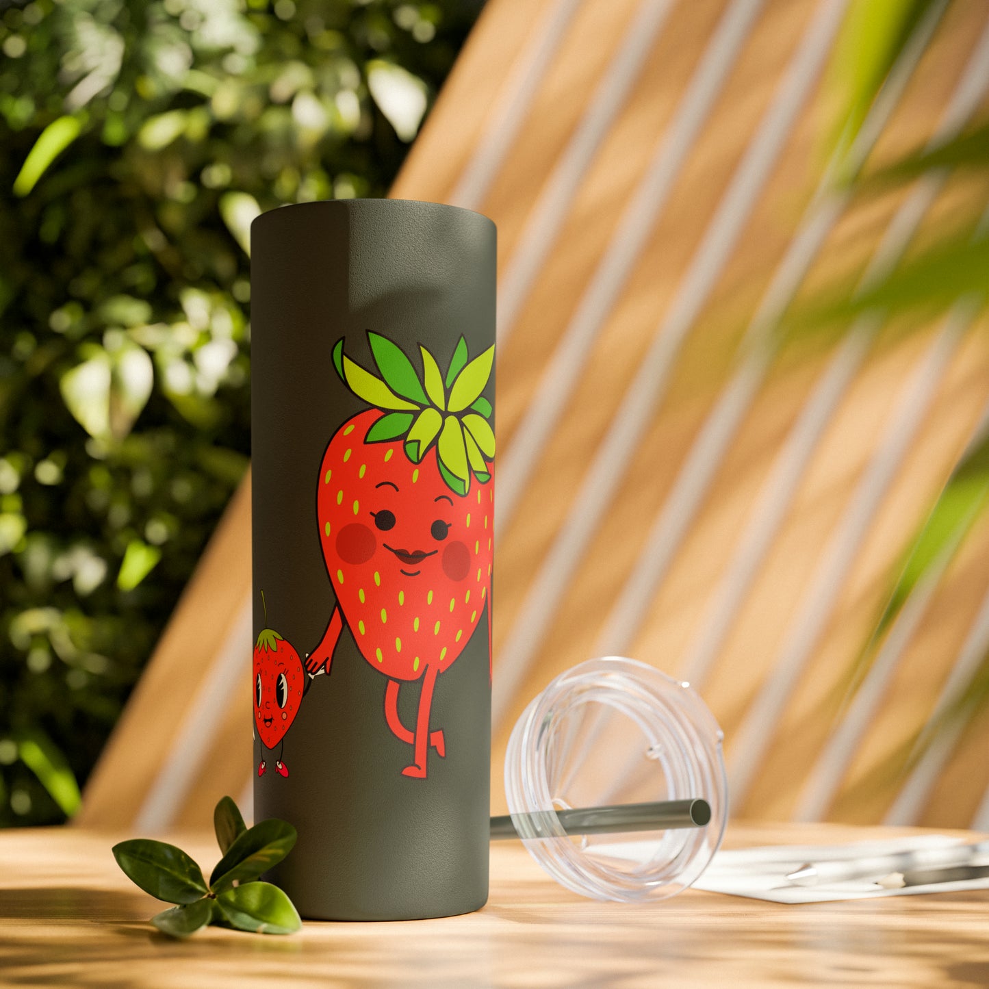 Strawberries Skinny Tumbler with Straw, 20oz