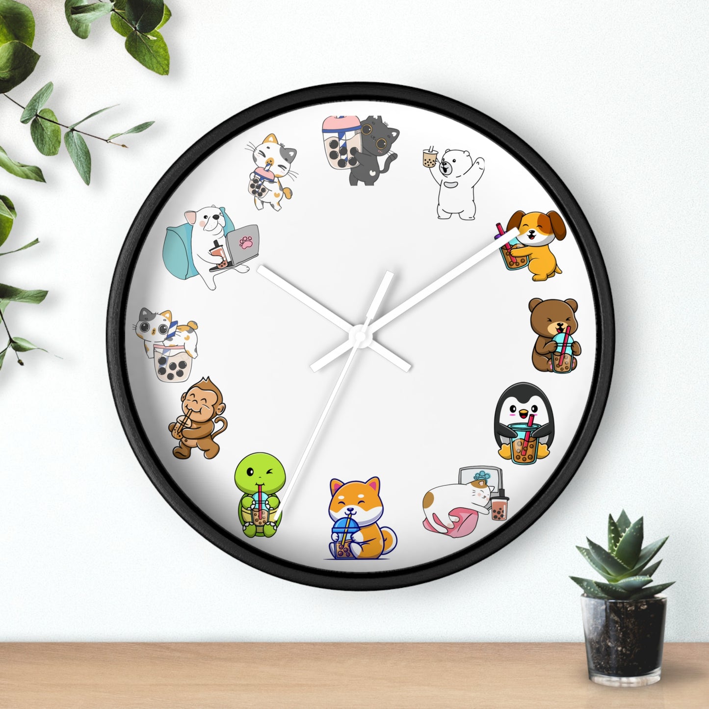 Wall Clock with Boba Tea Theme