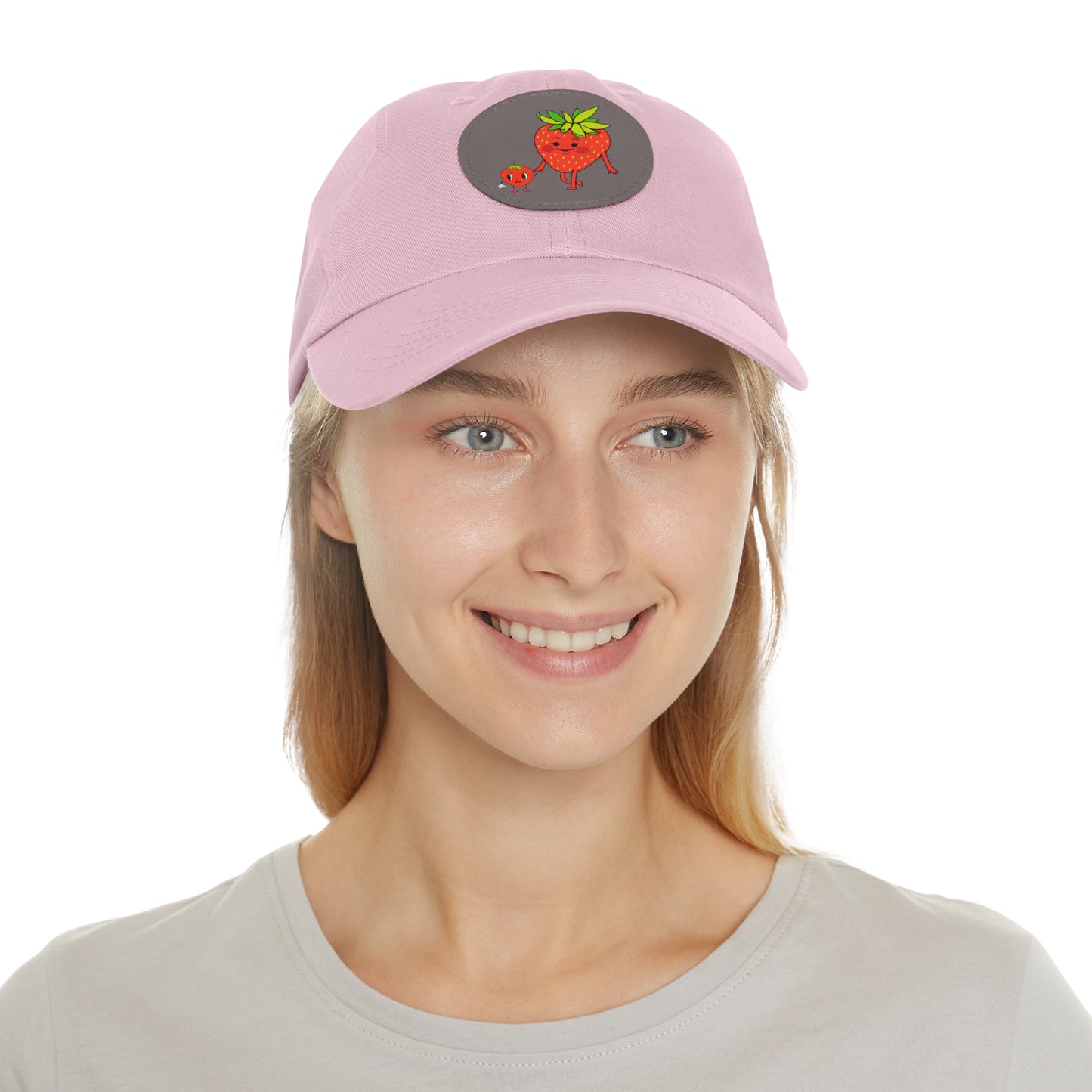 Strawberry Hat with Leather Patch (Round)