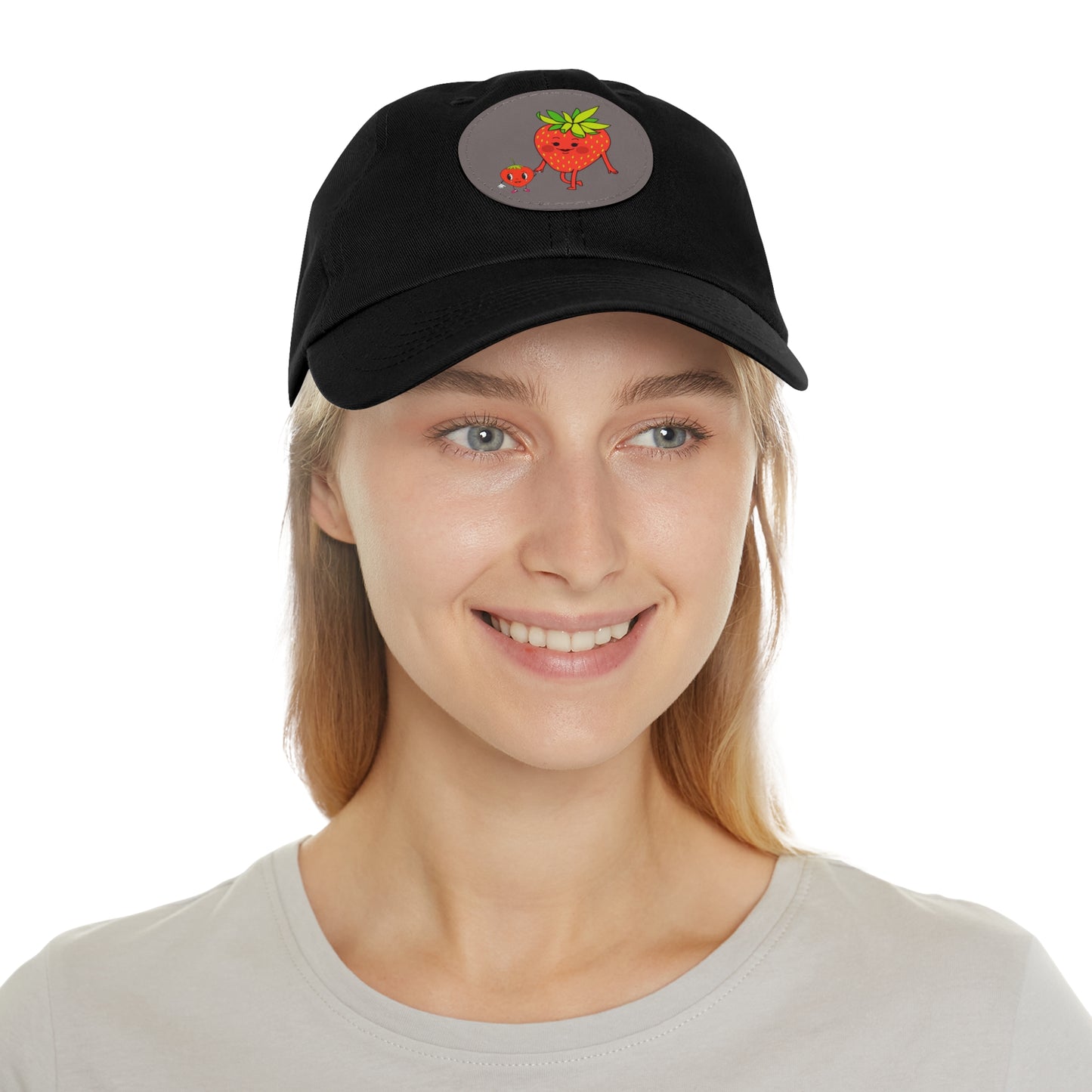 Strawberry Hat with Leather Patch (Round)