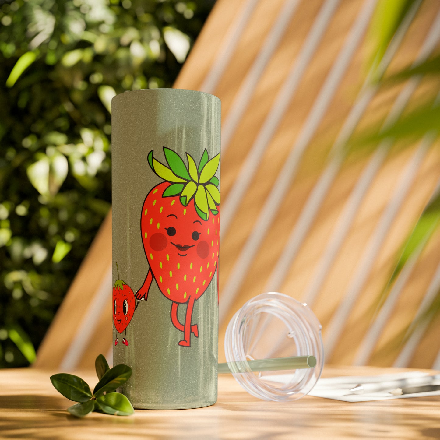 Strawberries Skinny Tumbler with Straw, 20oz