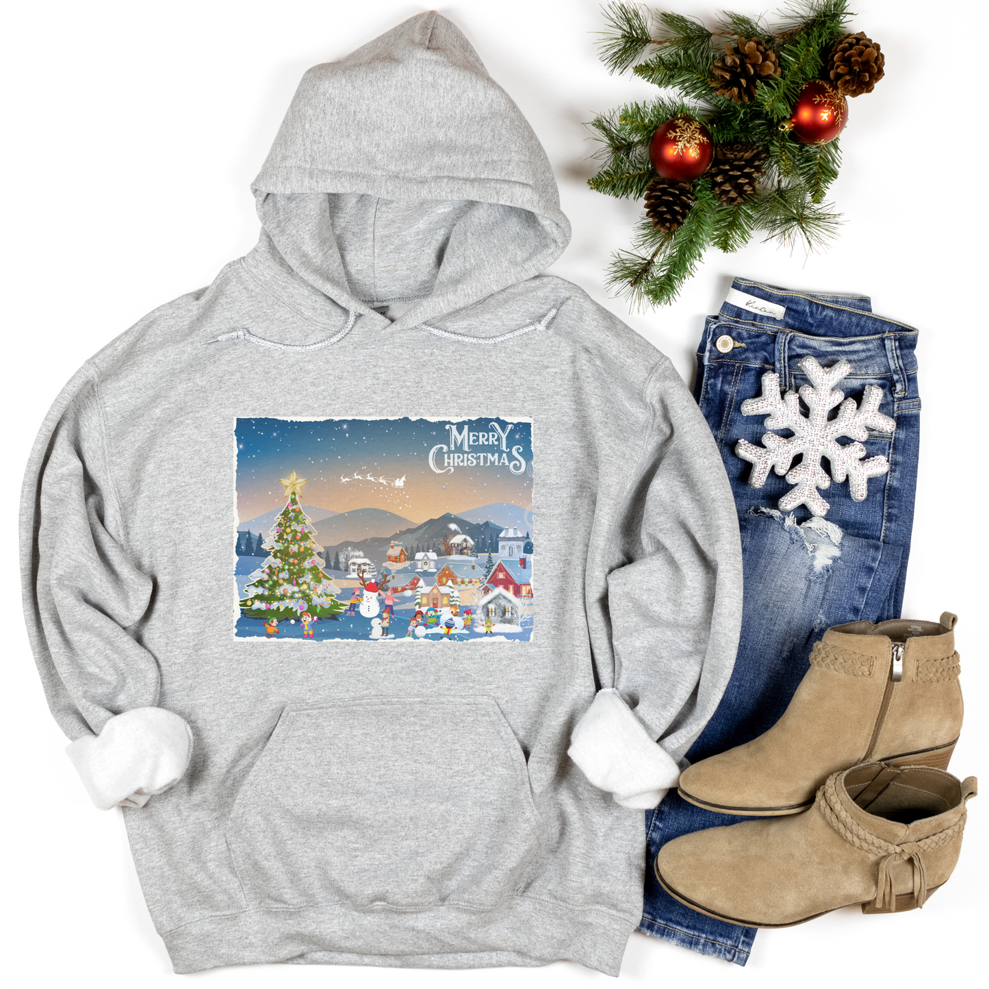 Christmas Backdrop, Christmas Village Display, Xmas Village Sweatshirt