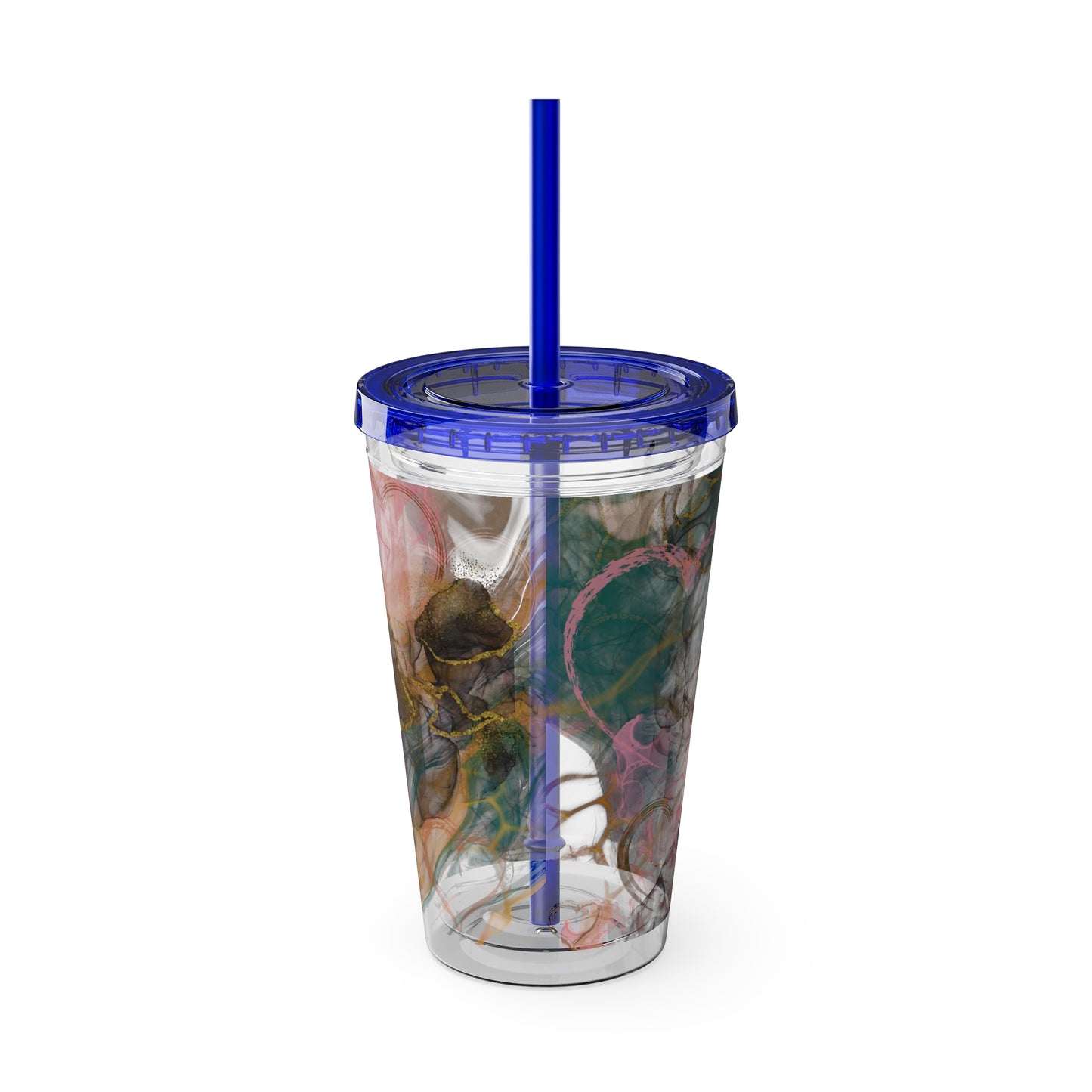 Marble Sunsplash Tumbler with Straw, 16oz