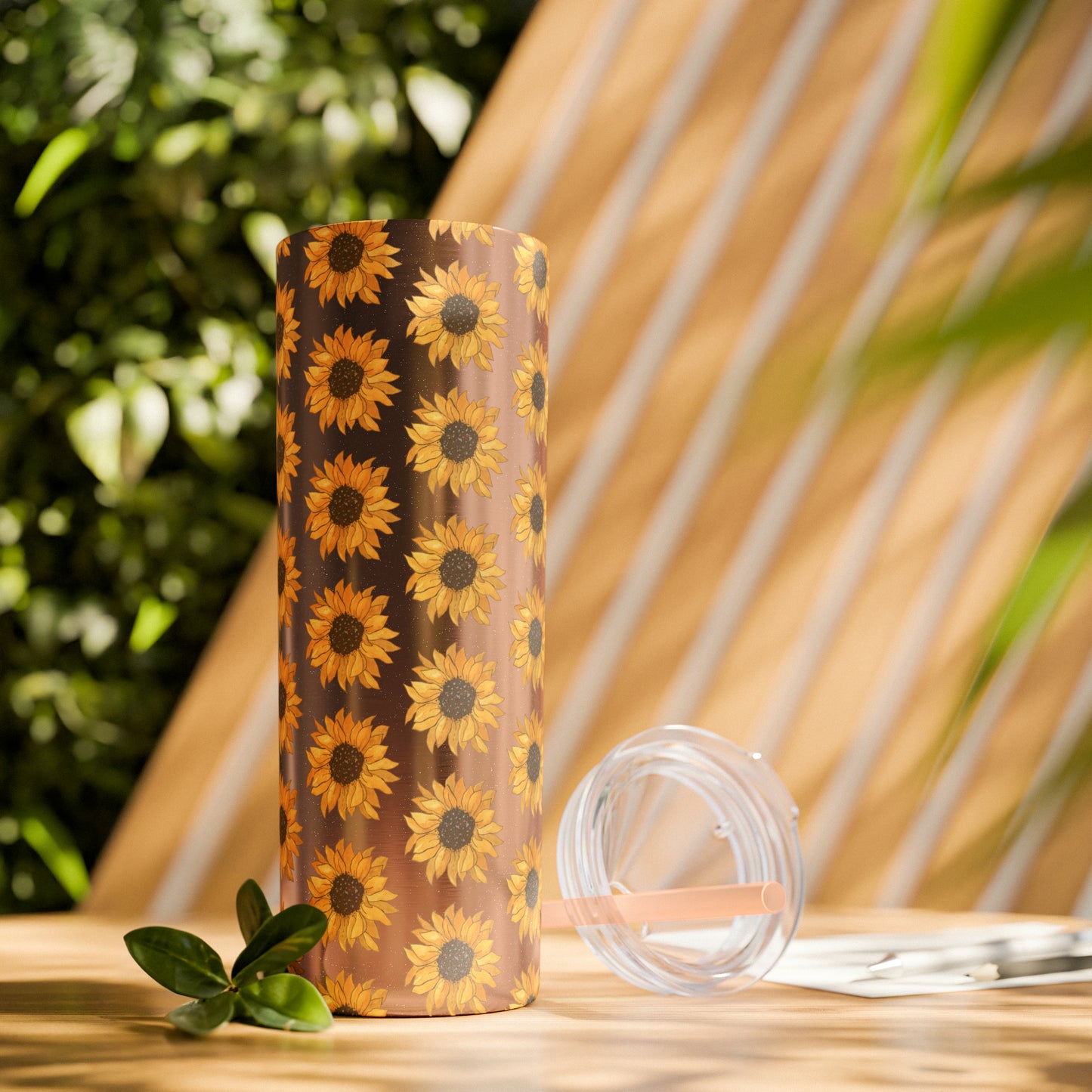 Skinny Sunflowers Tumbler with Straw, 20oz