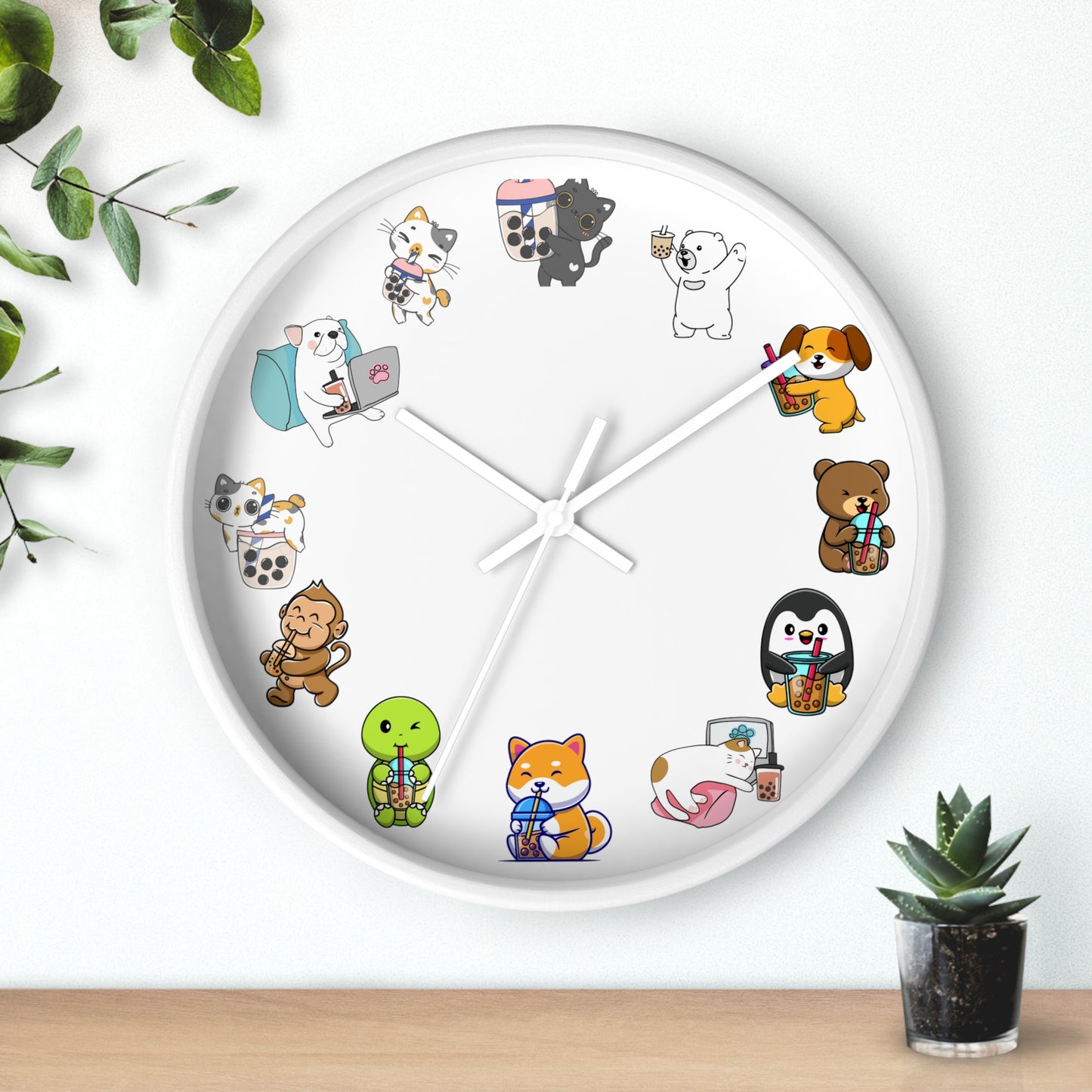 Wall Clock with Boba Tea Theme