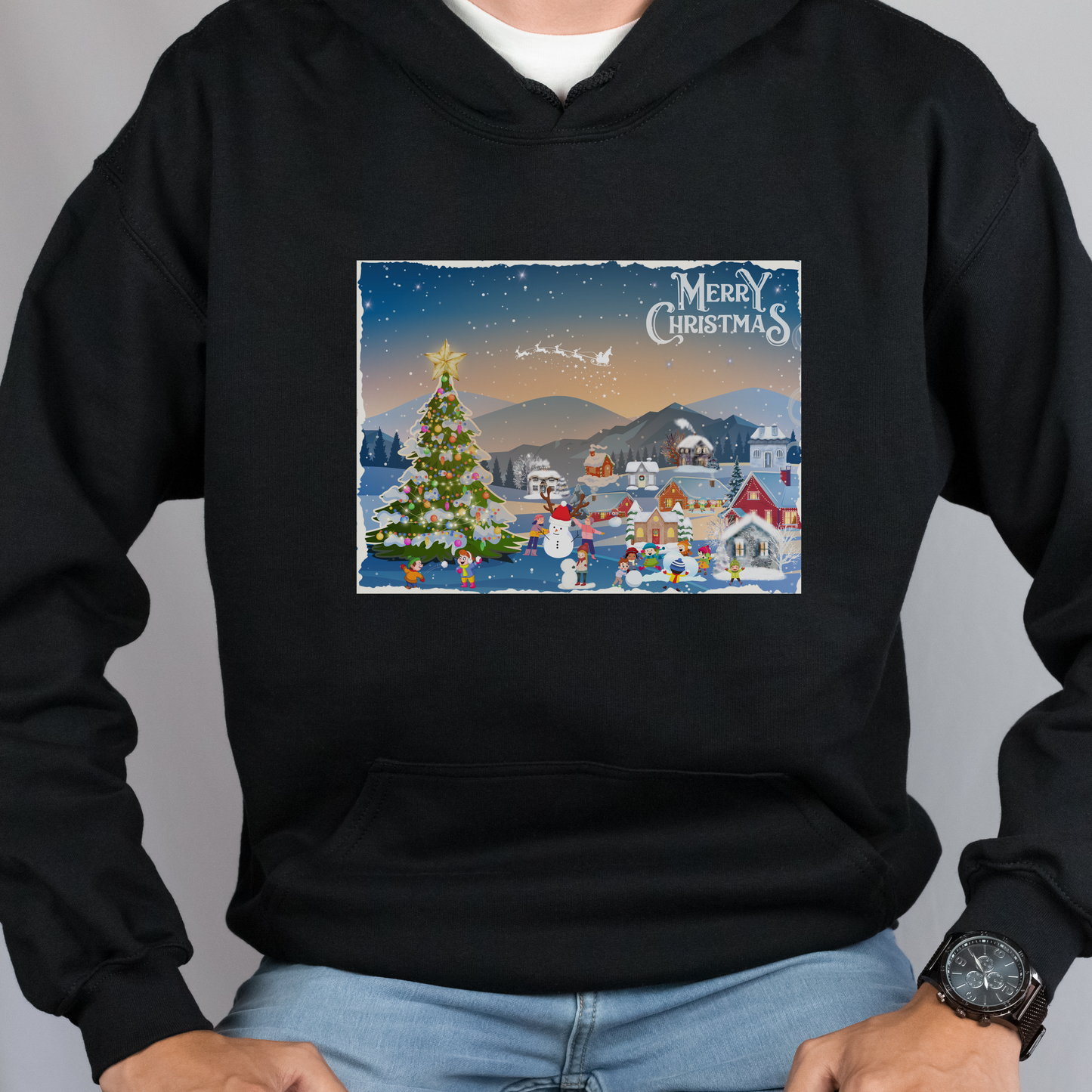 Christmas Backdrop, Christmas Village Display, Xmas Village Sweatshirt