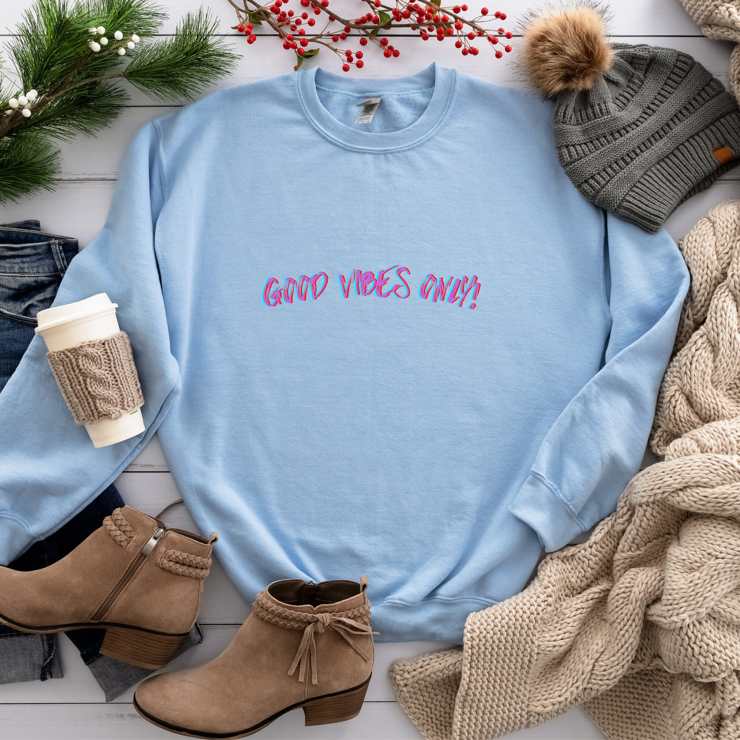 Good Vibes Only Unisex Crewneck Sweatshirt