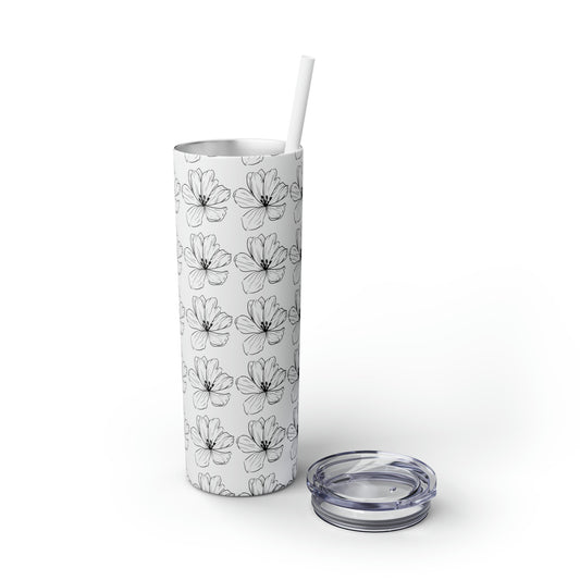 Flower Skinny Tumbler with Straw, 20oz