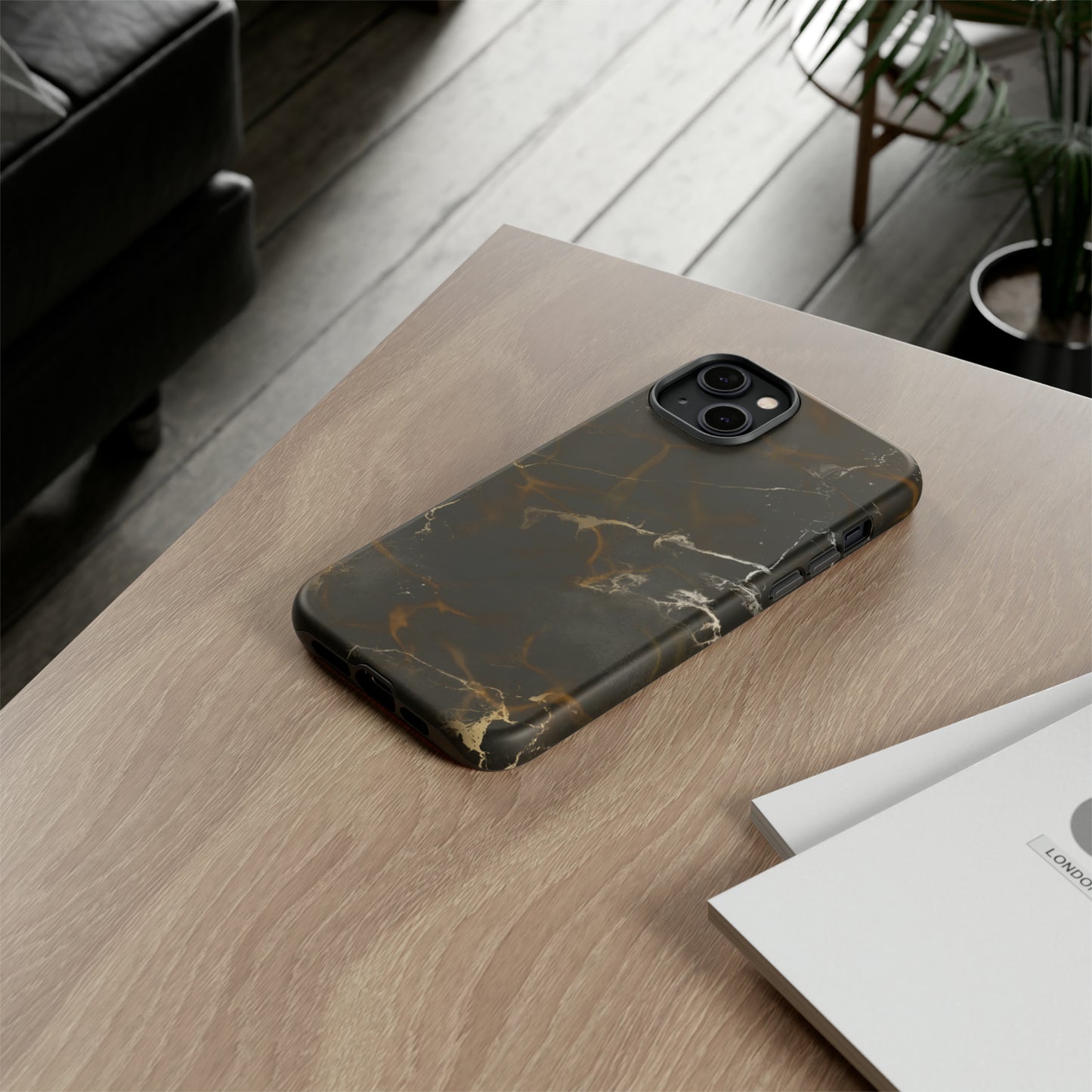 Black Gold Marble Phone Tough Cases