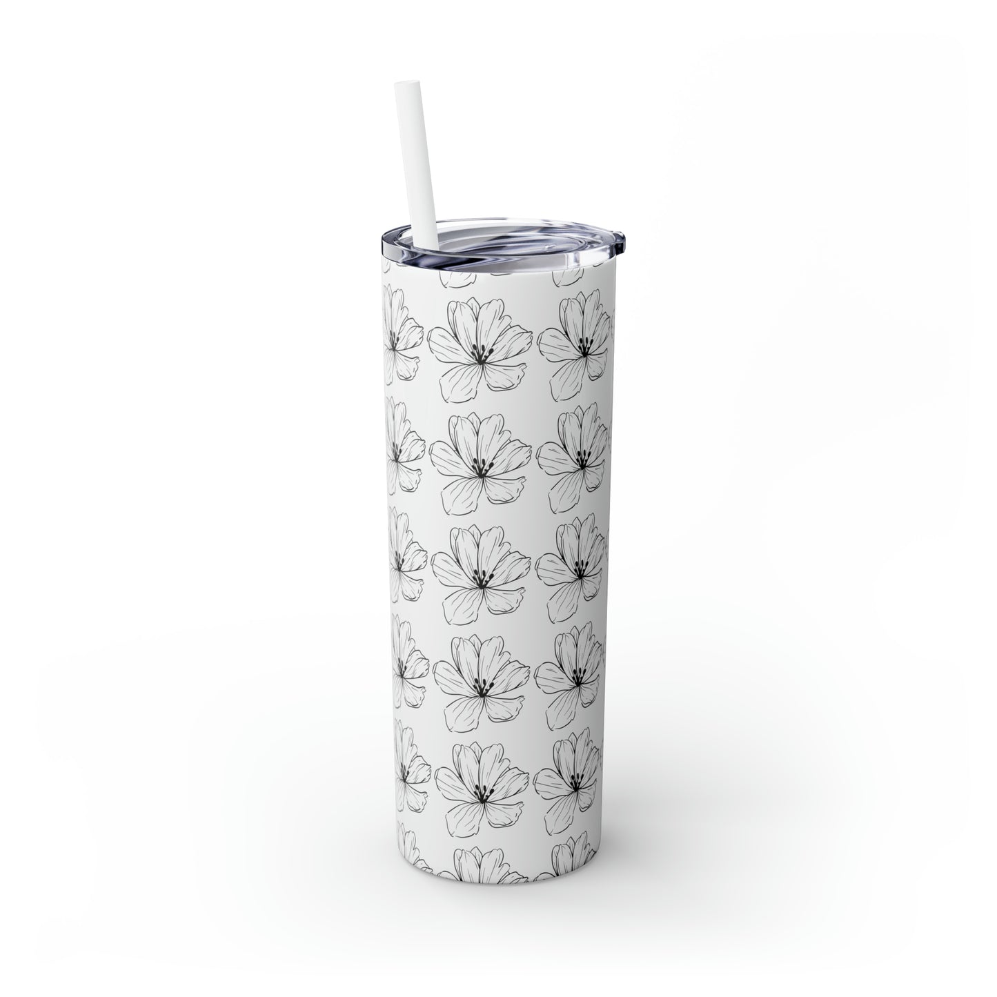 Flower Skinny Tumbler with Straw, 20oz