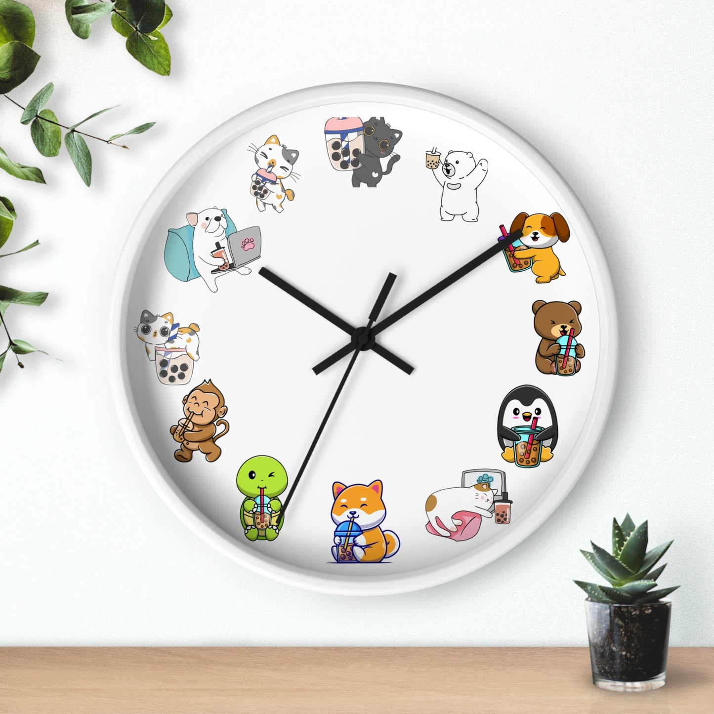 Wall Clock with Boba Tea Theme