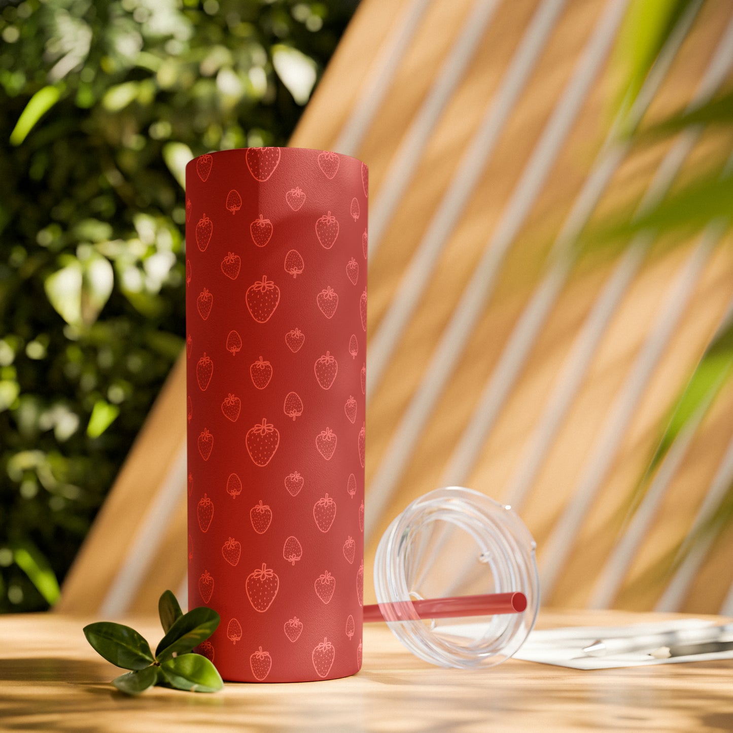 Strawberry Skinny Tumbler with Straw, 20oz