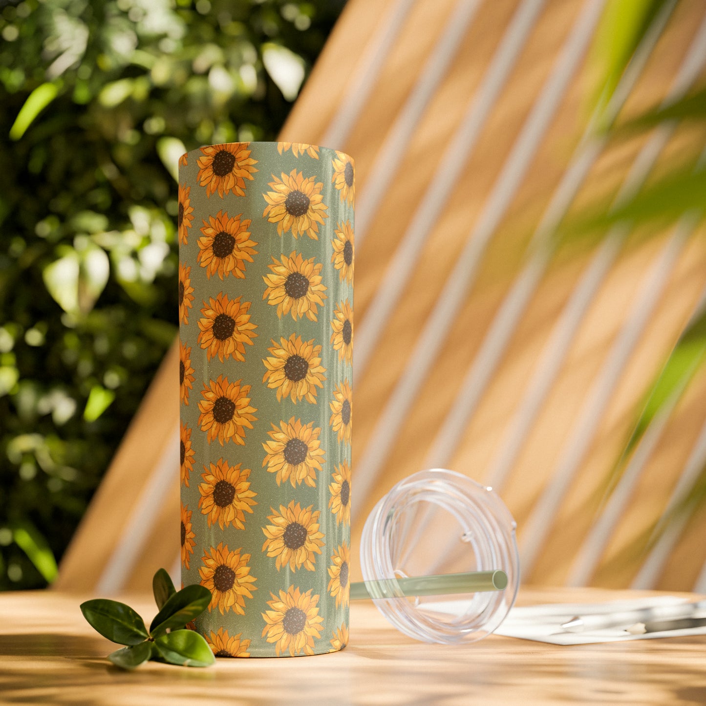 Skinny Sunflowers Tumbler with Straw, 20oz