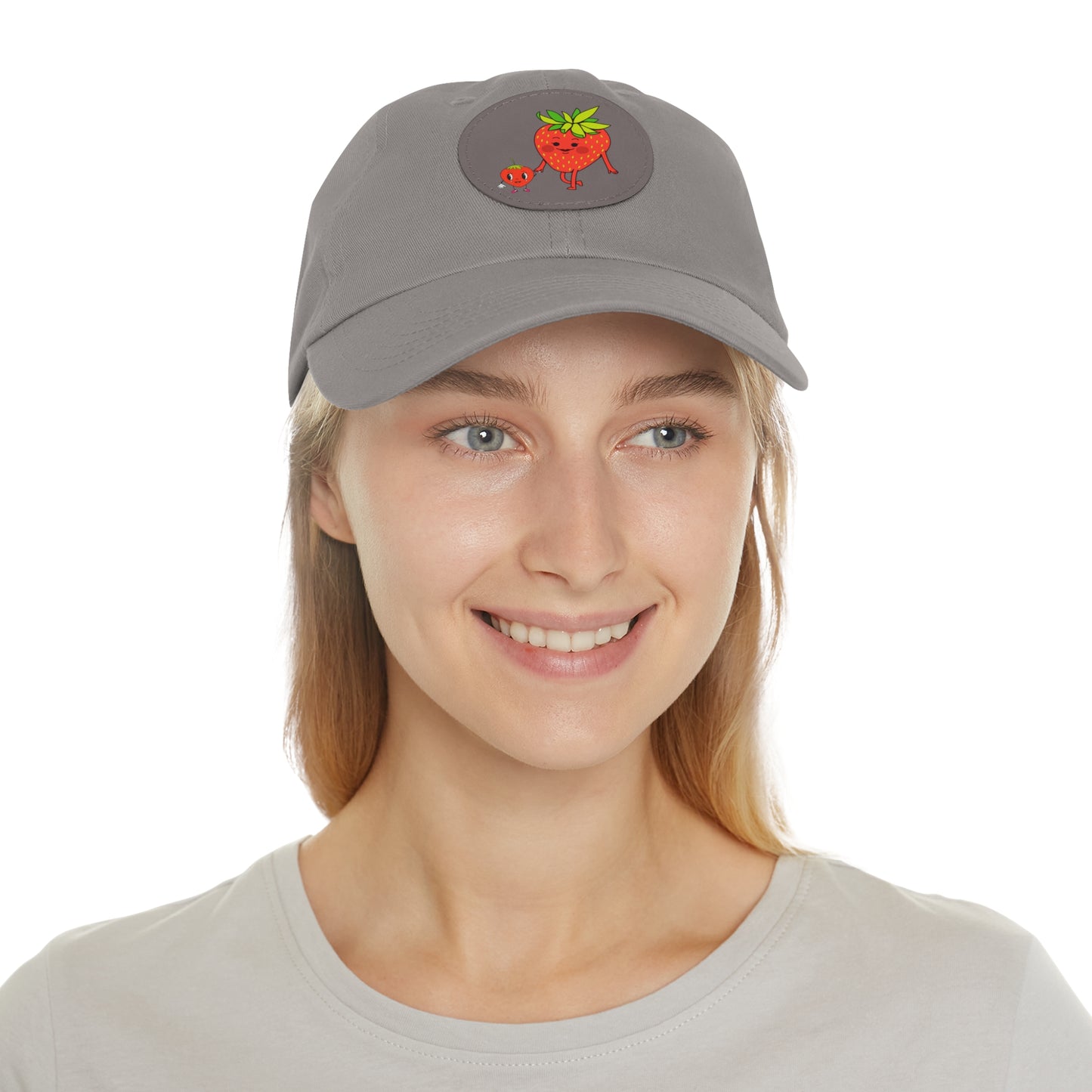 Strawberry Hat with Leather Patch (Round)