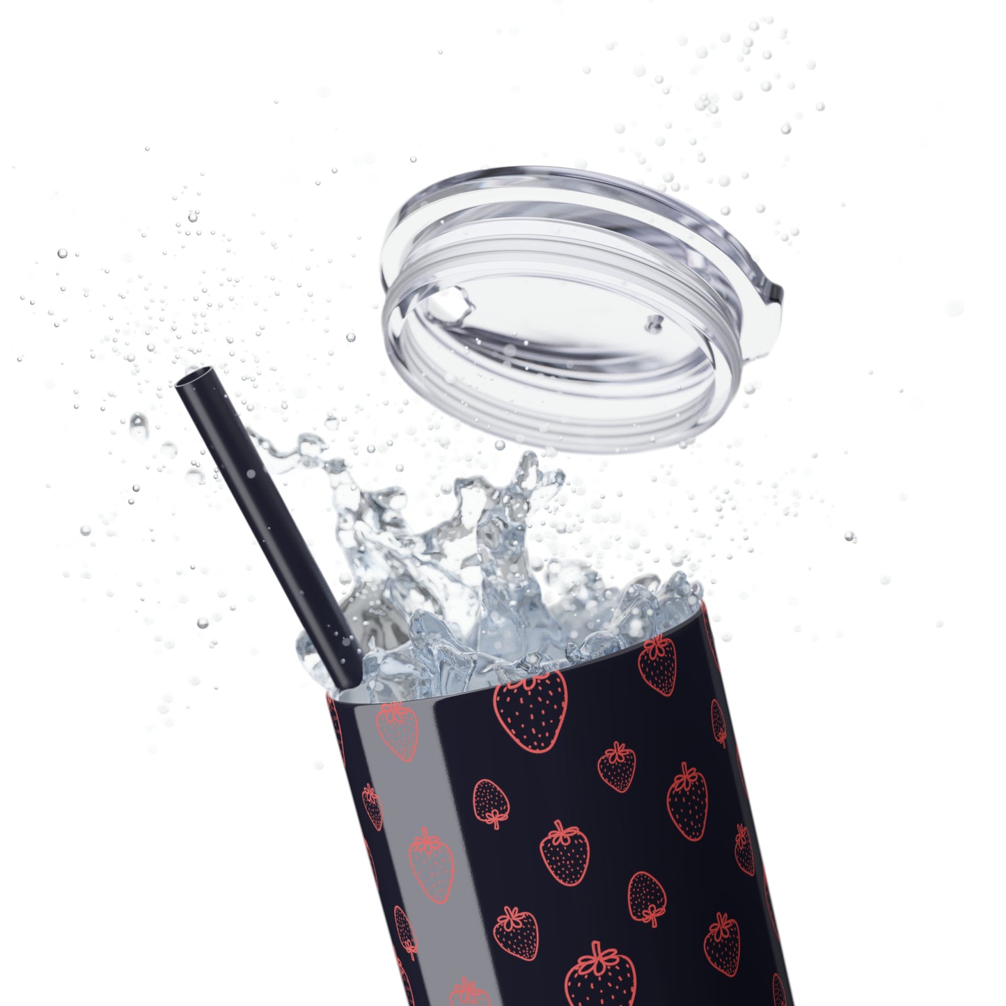 Strawberry Skinny Tumbler with Straw, 20oz