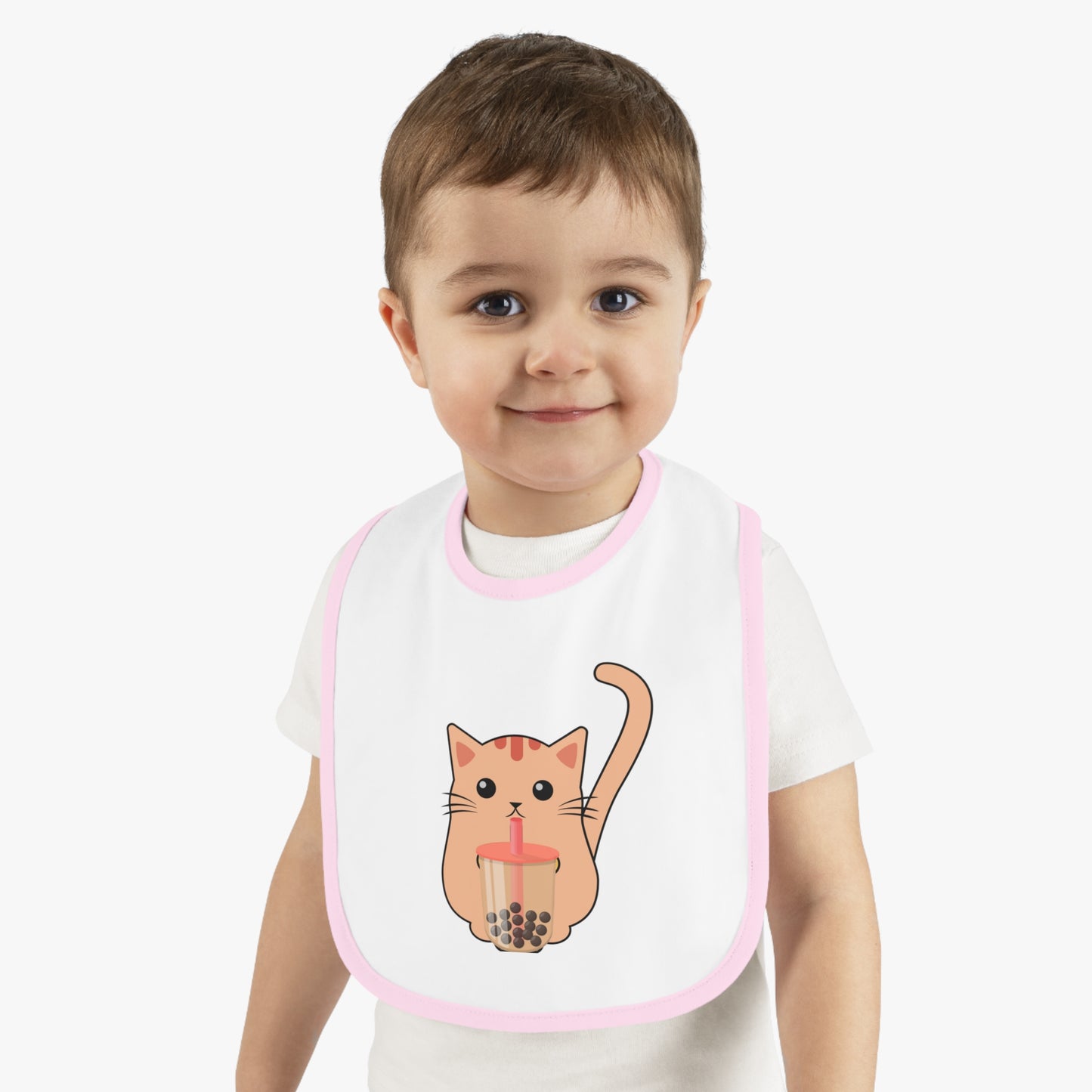 Cat Drinking Boba Tea Baby Bib