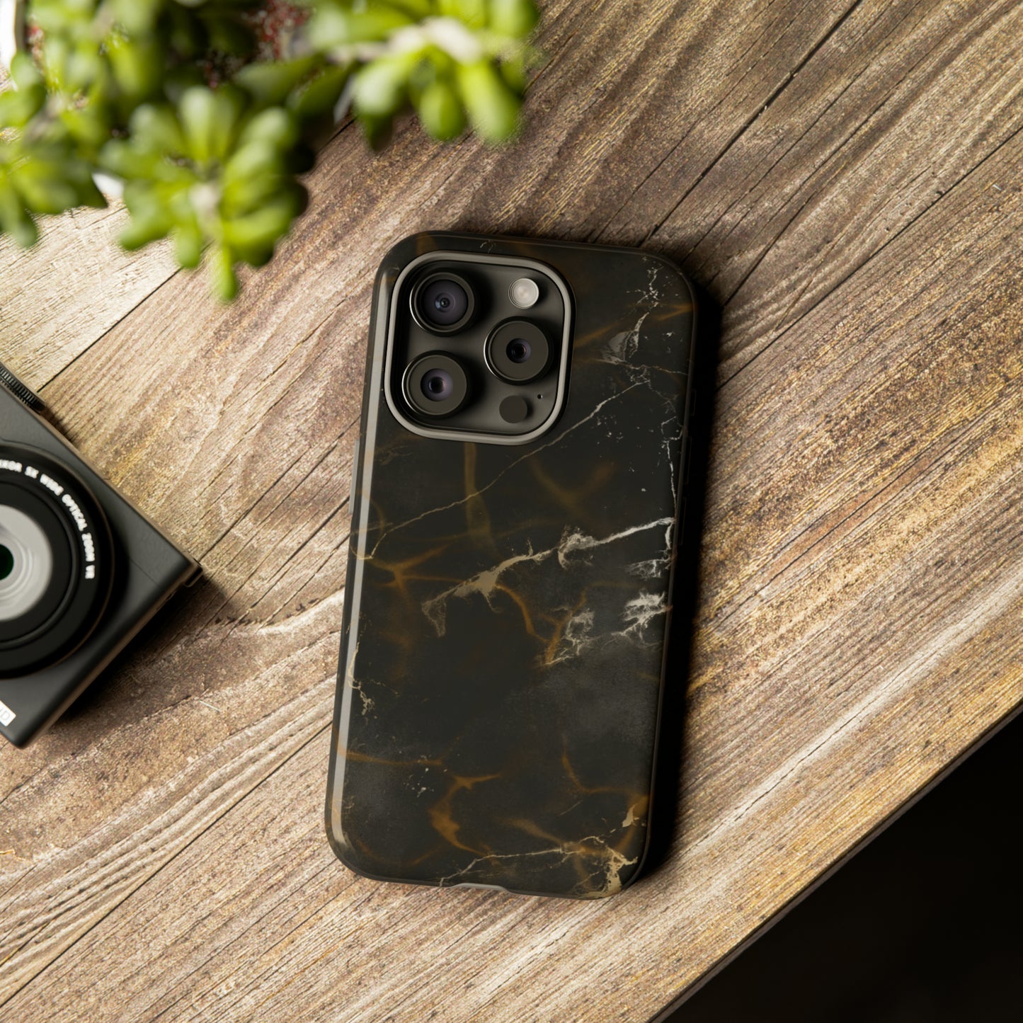 Black Gold Marble Phone Tough Cases