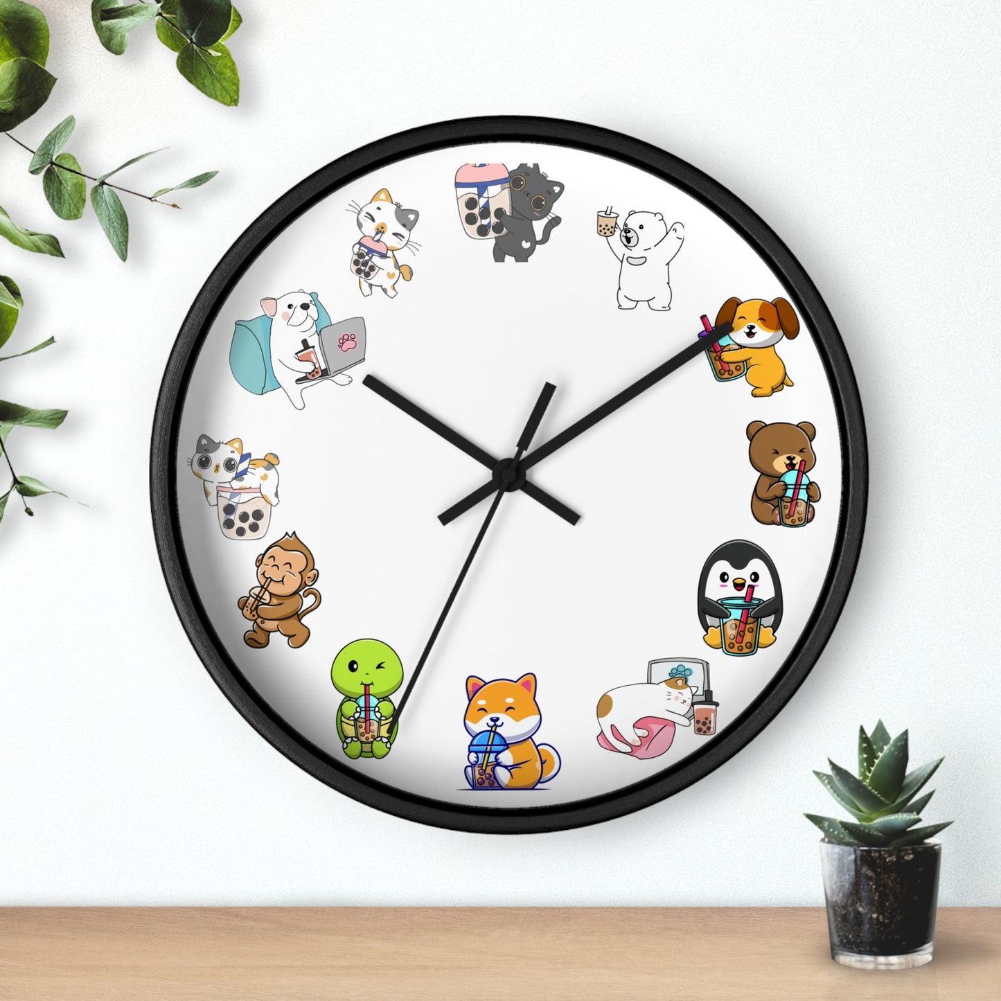 Wall Clock with Boba Tea Theme