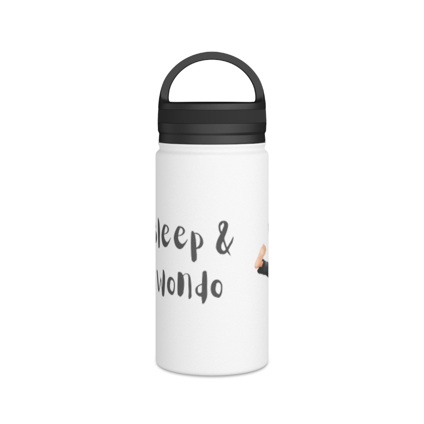 Stainless Steel Water Bottle, Handle Lid - Taekwondo Design