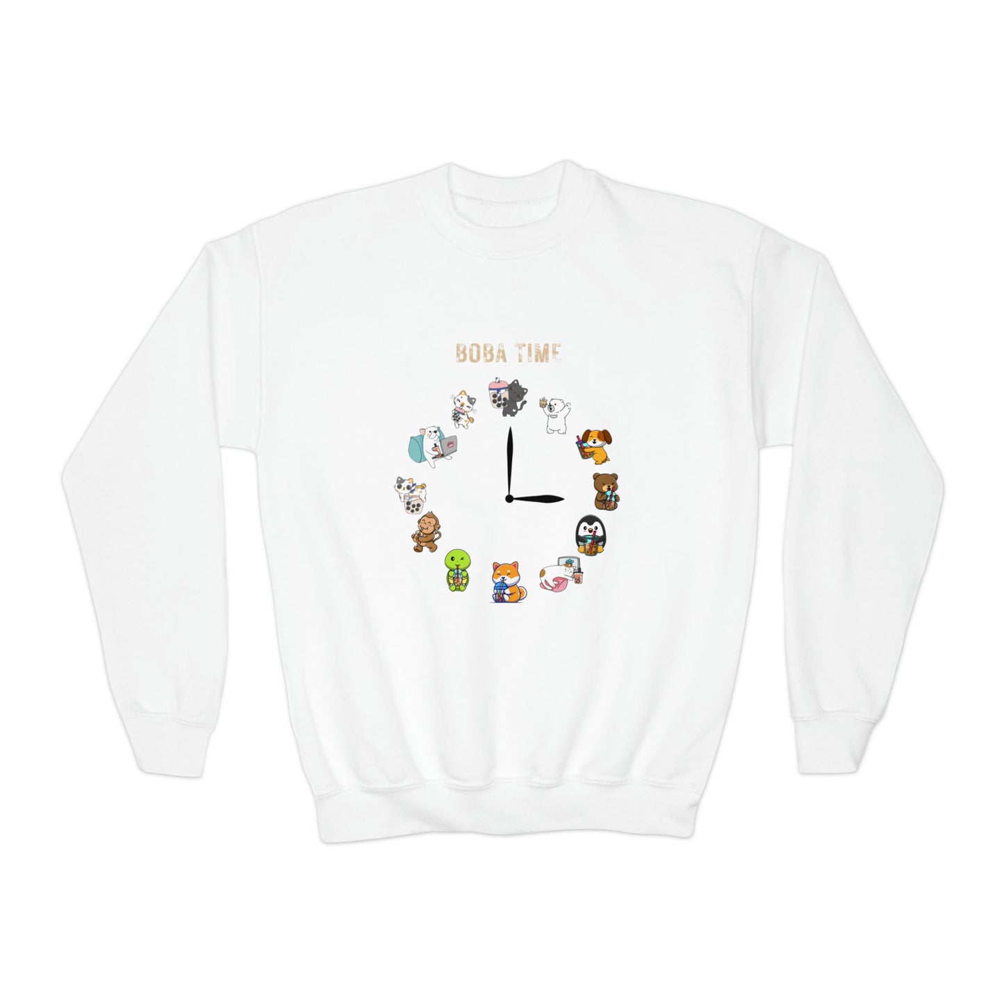 Youth Boba Clock Crewneck Sweatshirt