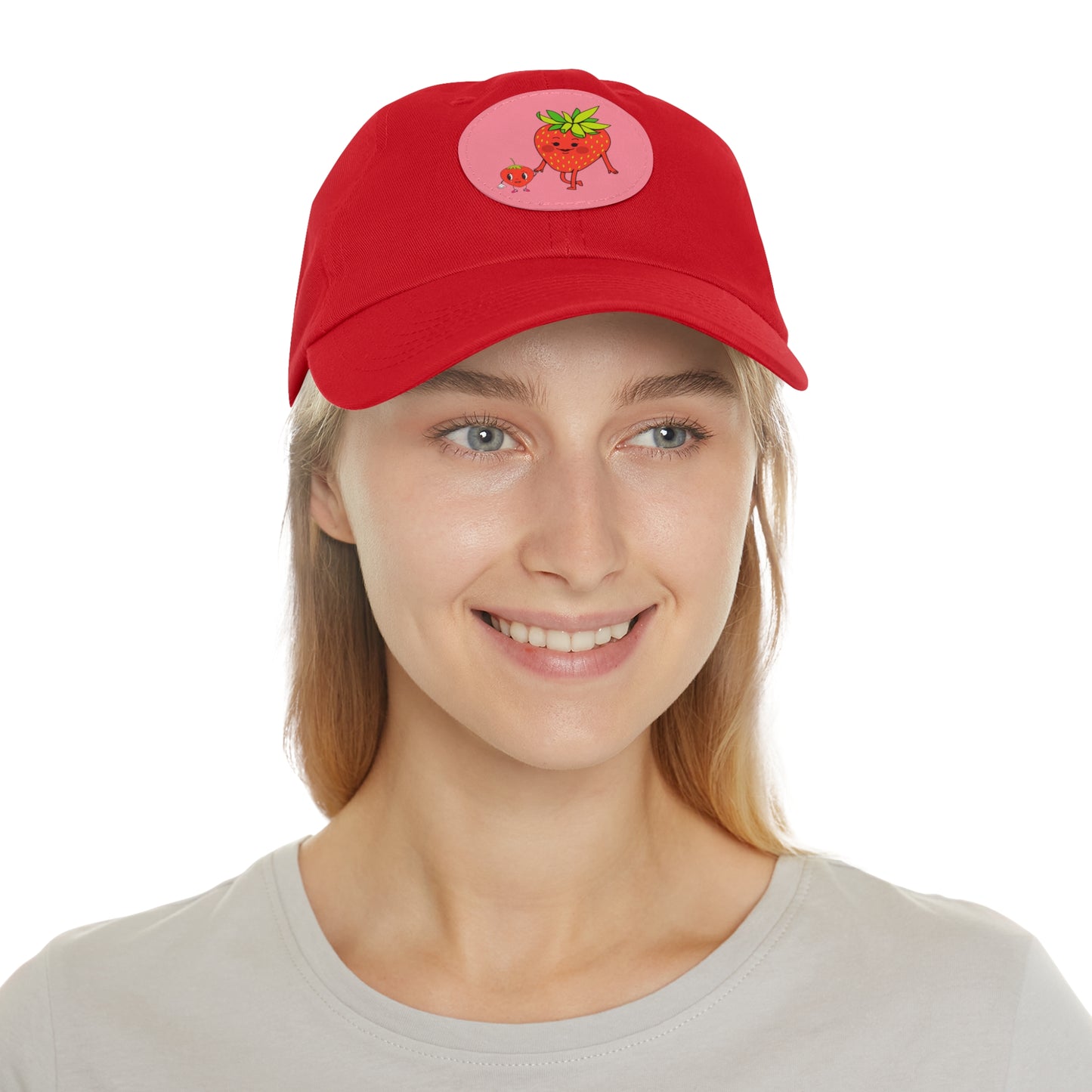 Strawberry Hat with Leather Patch (Round)