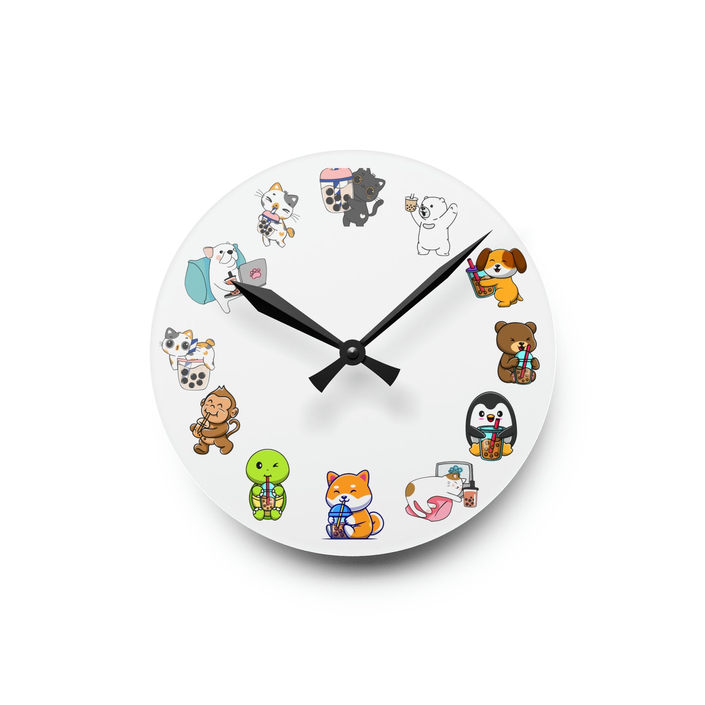 Acrylic Wall Clock with Boba Tea Theme