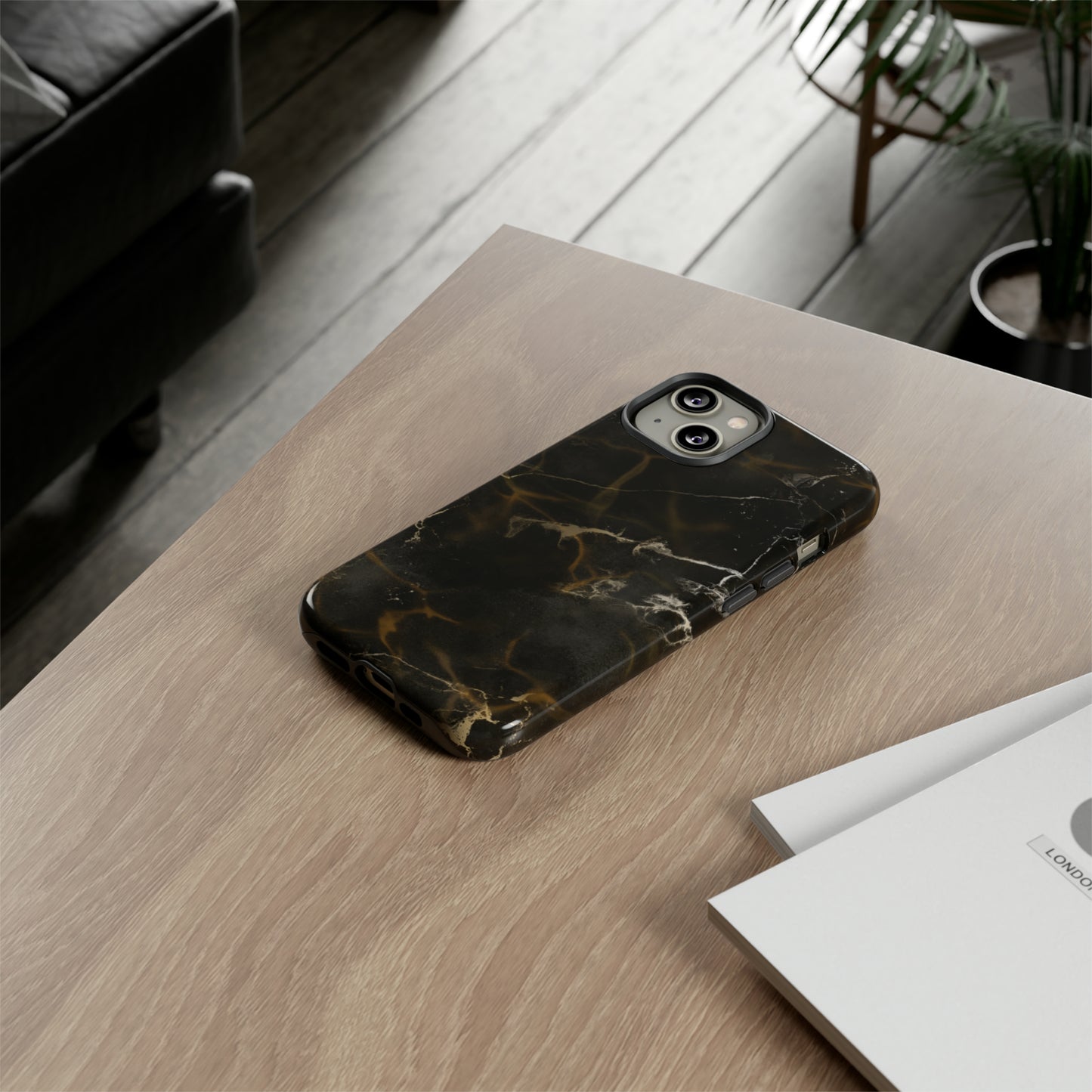 Black Gold Marble Phone Tough Cases