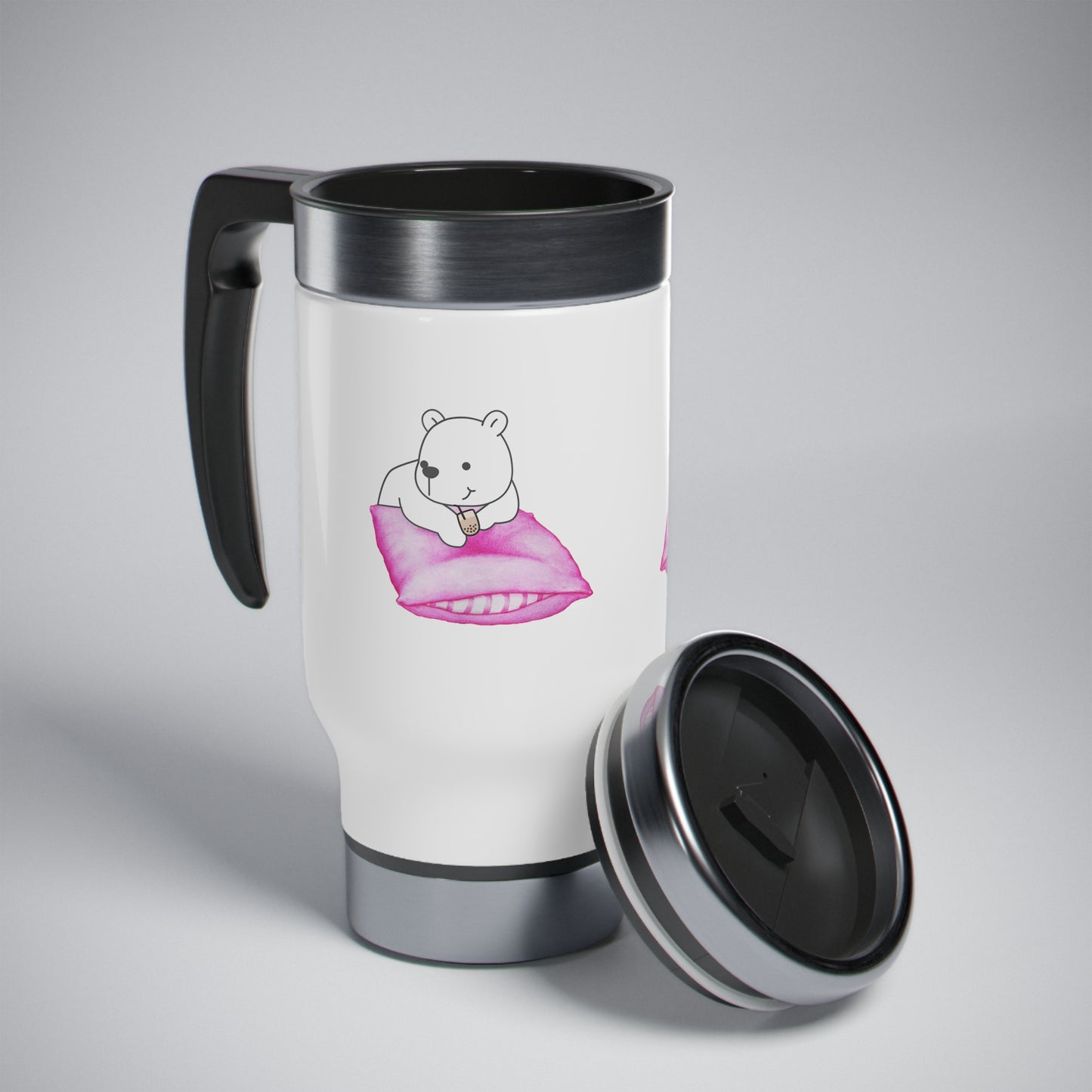 Boba Bear Stainless Steel Travel Mug with Handle, 14oz