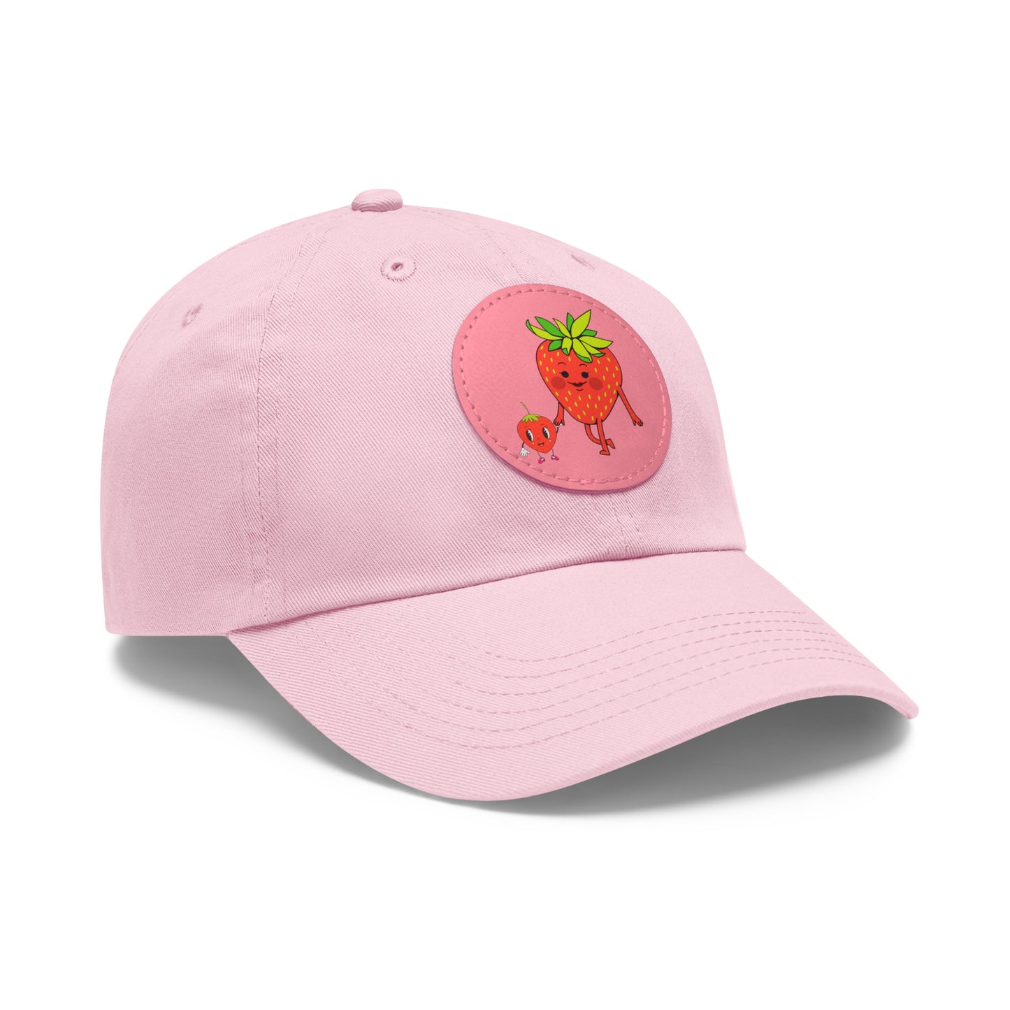 Strawberry Hat with Leather Patch (Round)