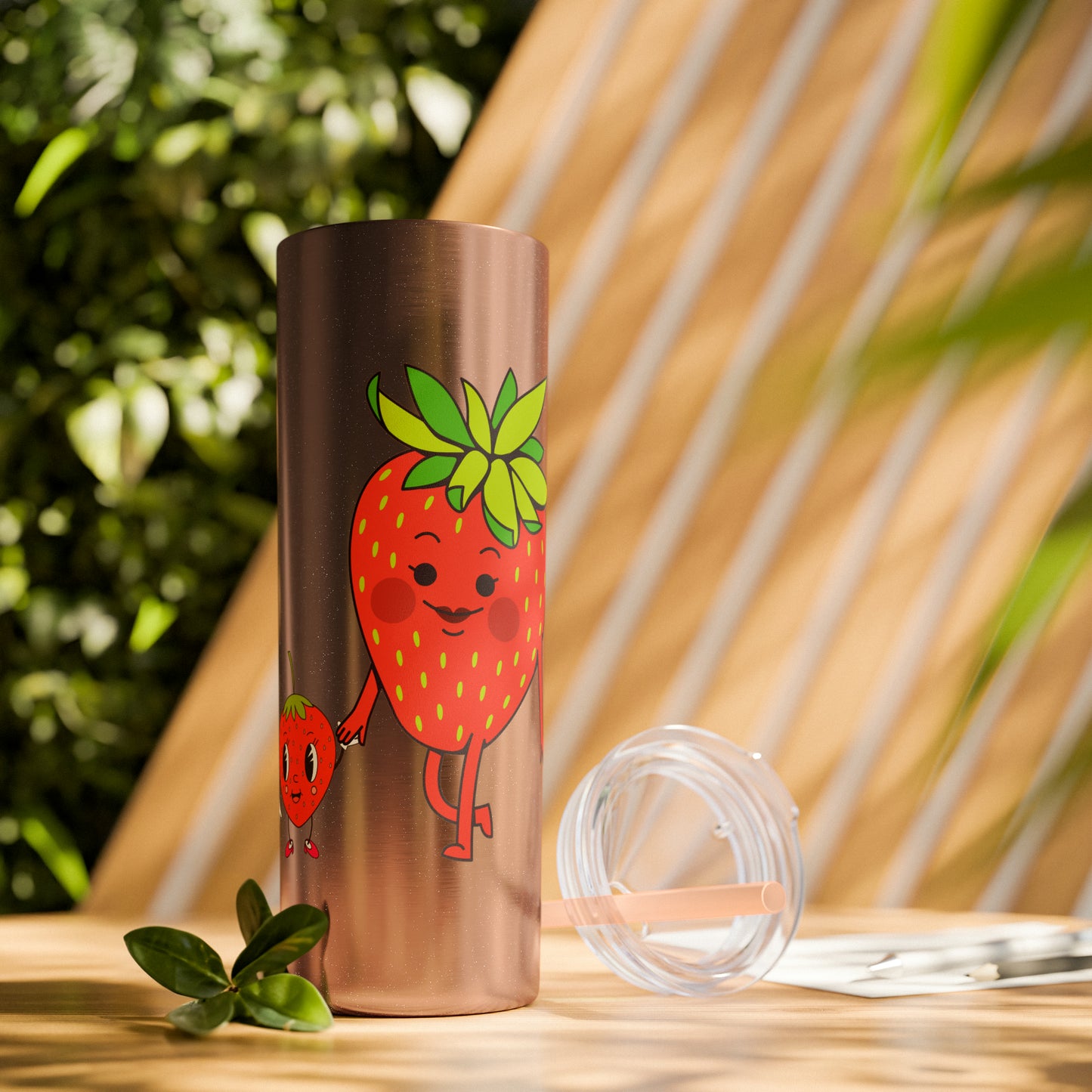 Strawberries Skinny Tumbler with Straw, 20oz