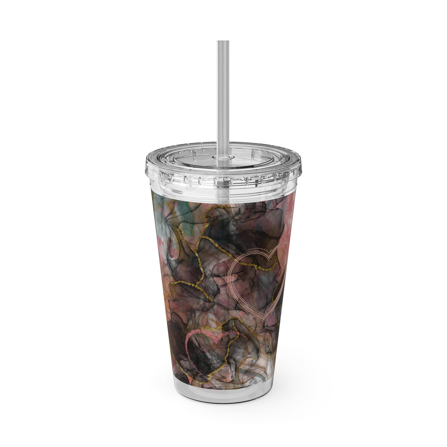 Marble Sunsplash Tumbler with Straw, 16oz