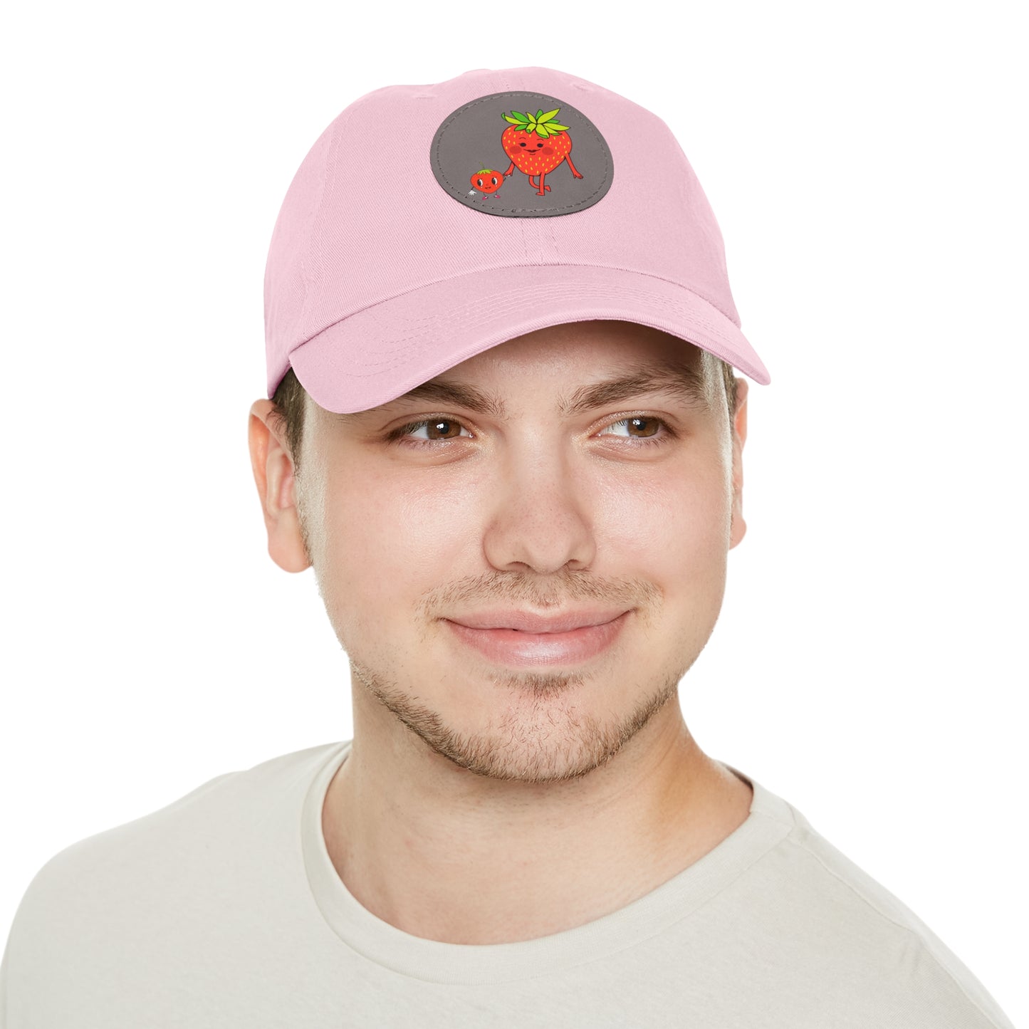 Strawberry Hat with Leather Patch (Round)