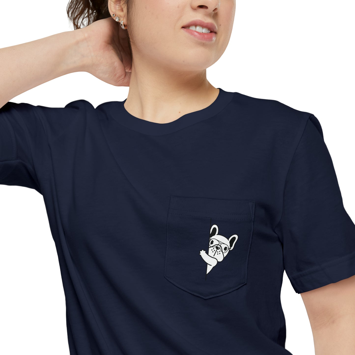 Peekaboo French Bulldog Unisex Pocket T-shirt