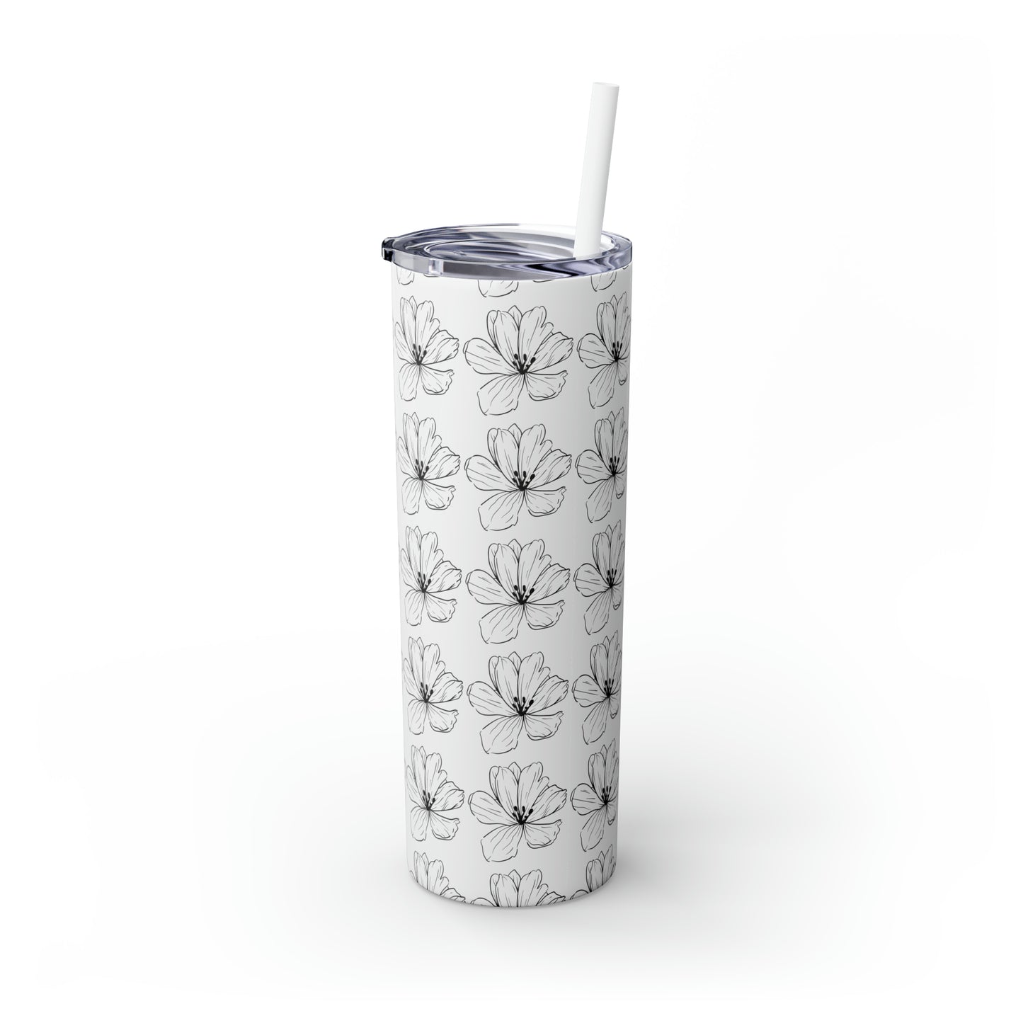 Flower Skinny Tumbler with Straw, 20oz