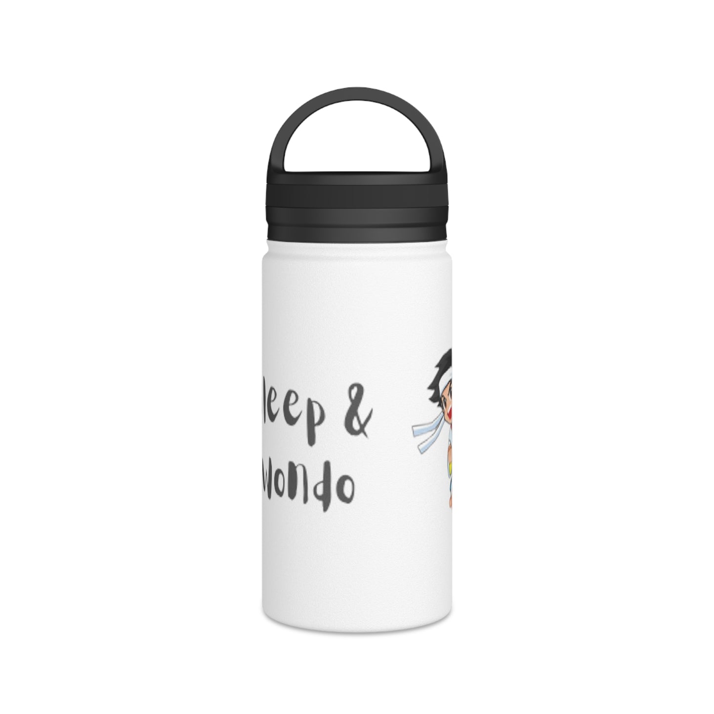 Stainless Steel Water Bottle, Handle Lid - Taekwondo Design