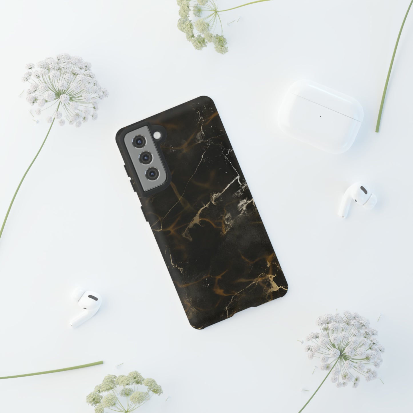 Black Gold Marble Phone Tough Cases