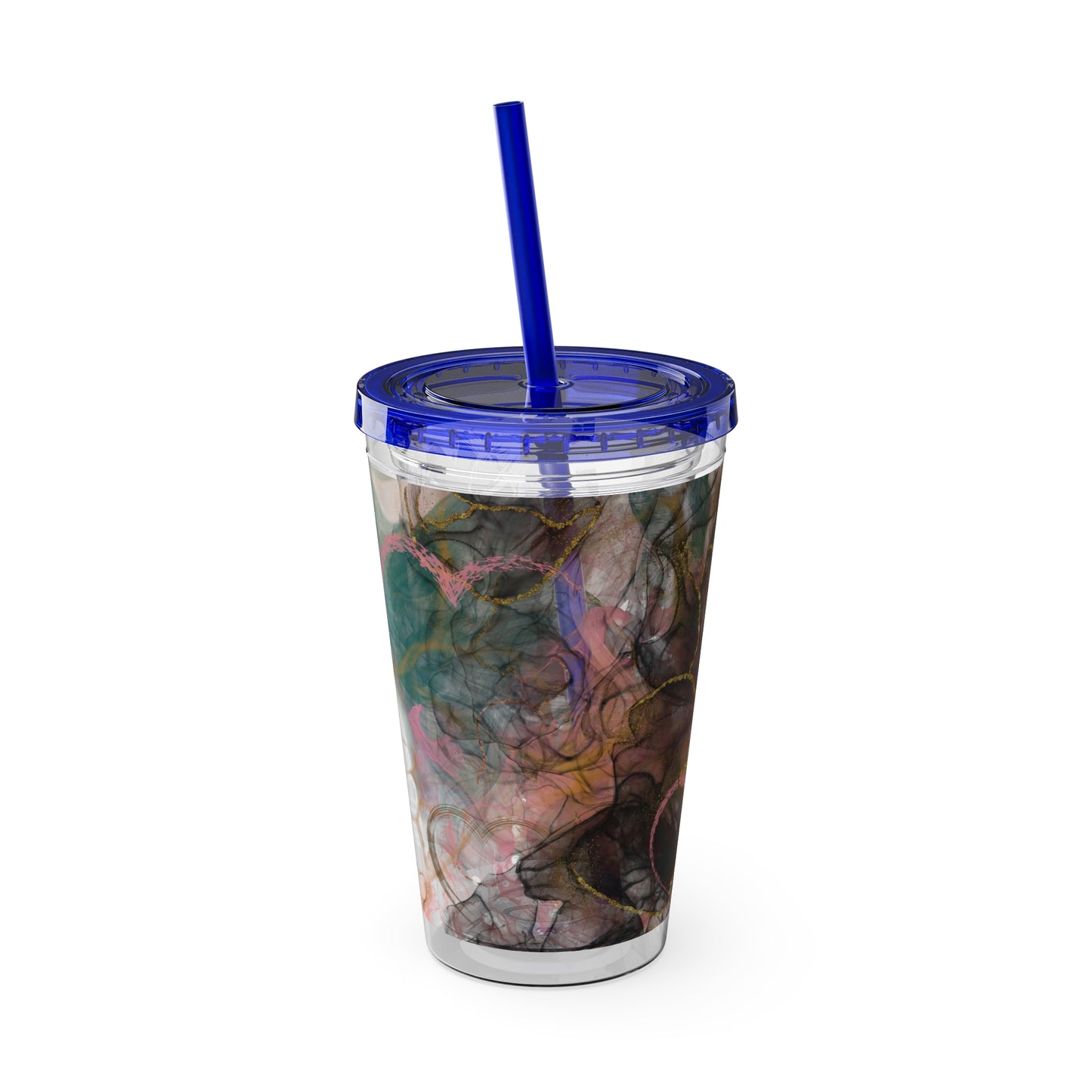 Marble Sunsplash Tumbler with Straw, 16oz