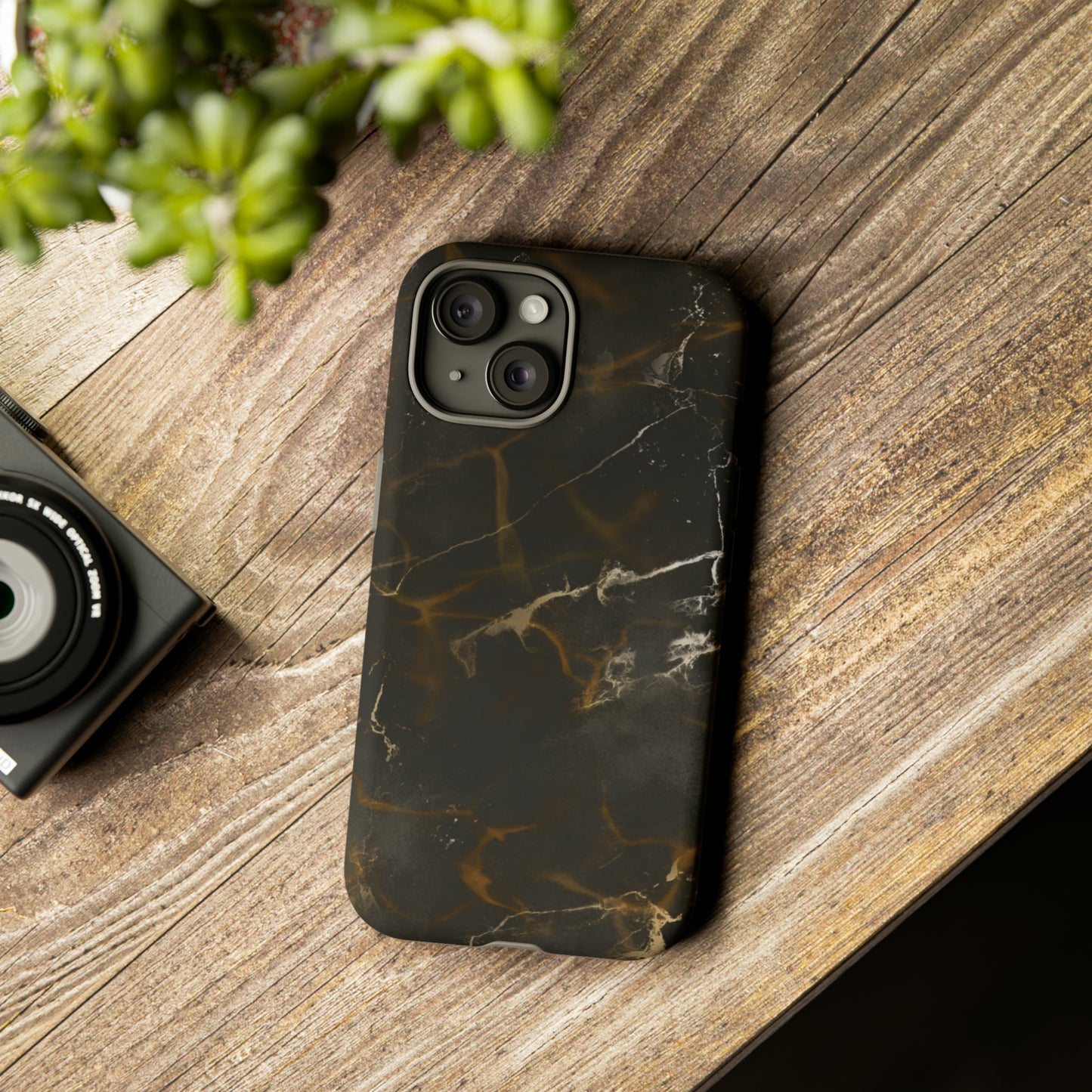 Black Gold Marble Phone Tough Cases