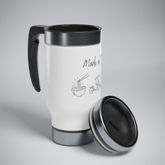 Stainless Steel Travel Mug with Handle, 14oz - Vietnam Inspired Theme